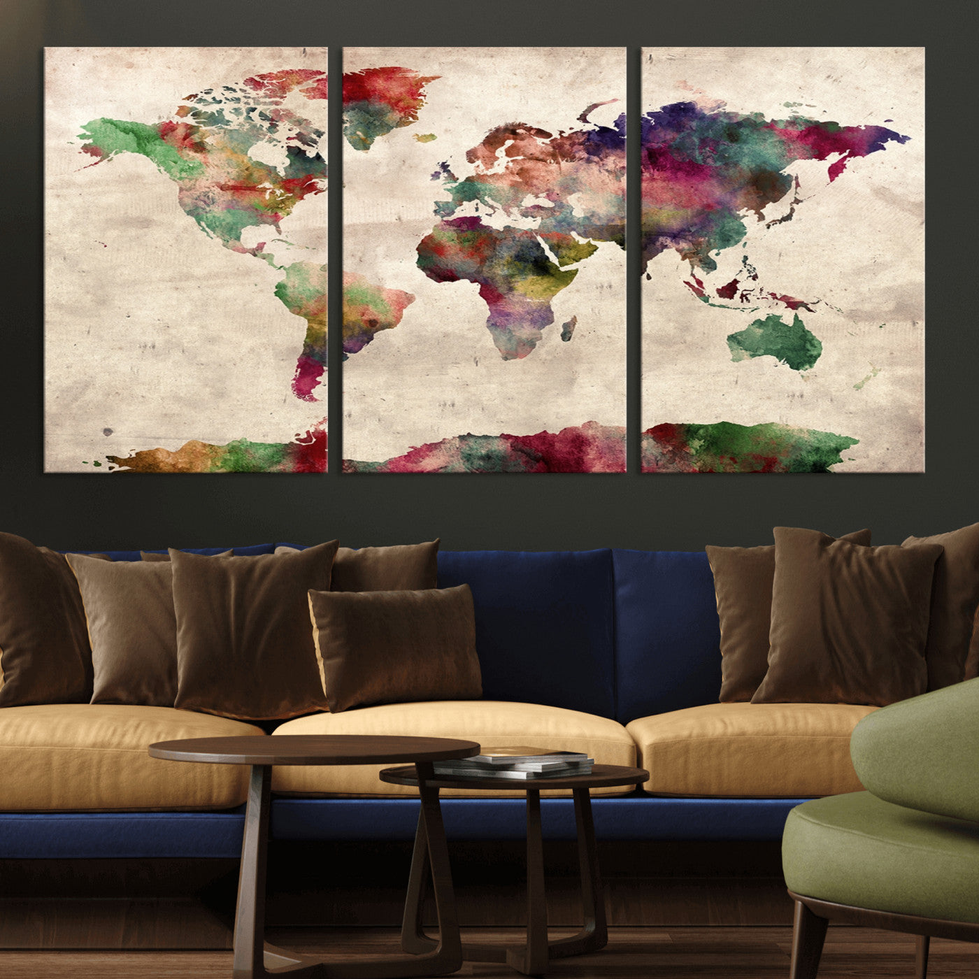 Push Pin World Map Canvas Print – Framed Wall Art for Couples to Track Their Travels – Anniversary Gift or Home Adventure Decor