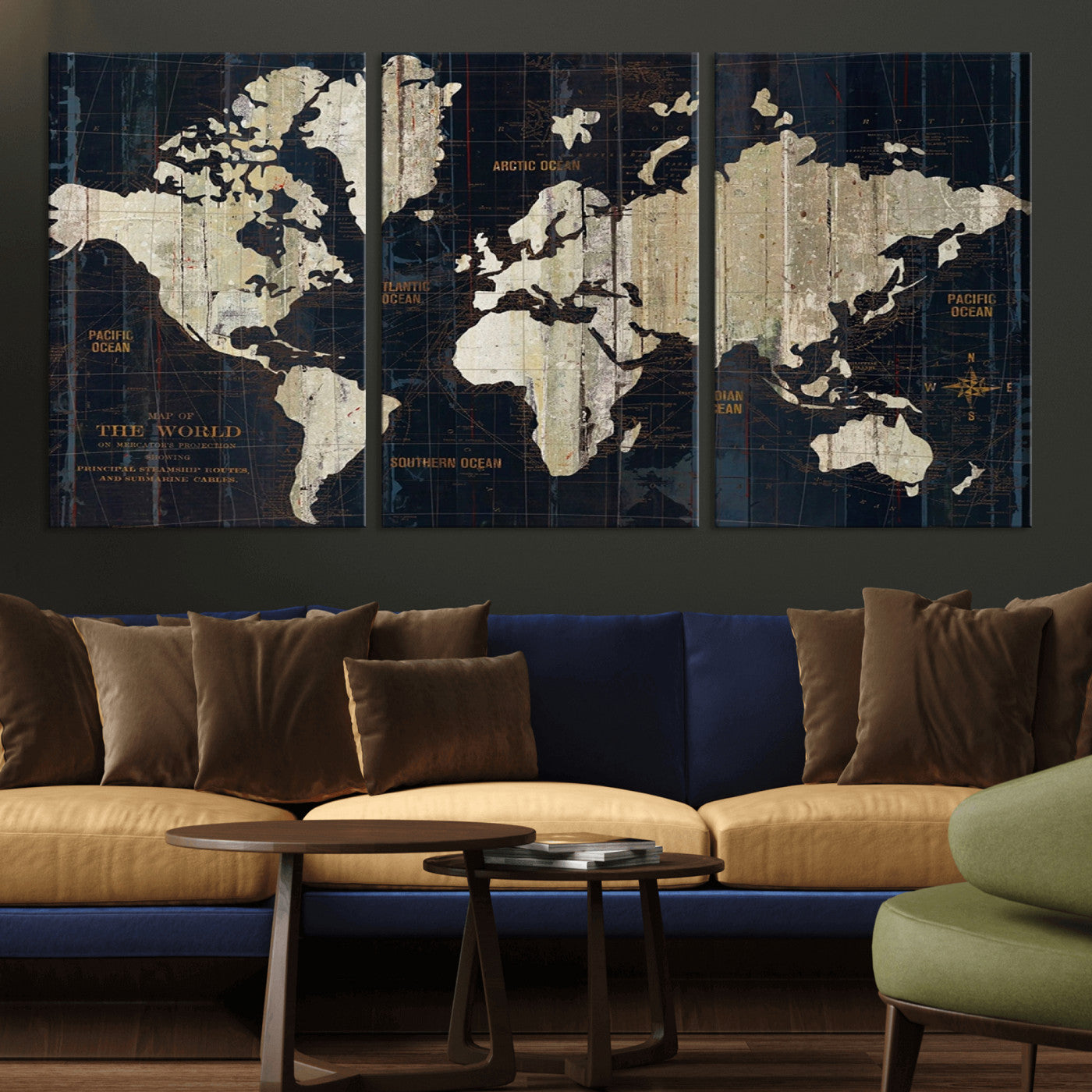 Push Pin World Map Canvas Print – Framed Wall Art for Couples to Track Their Travels – Anniversary Gift or Home Adventure Decor