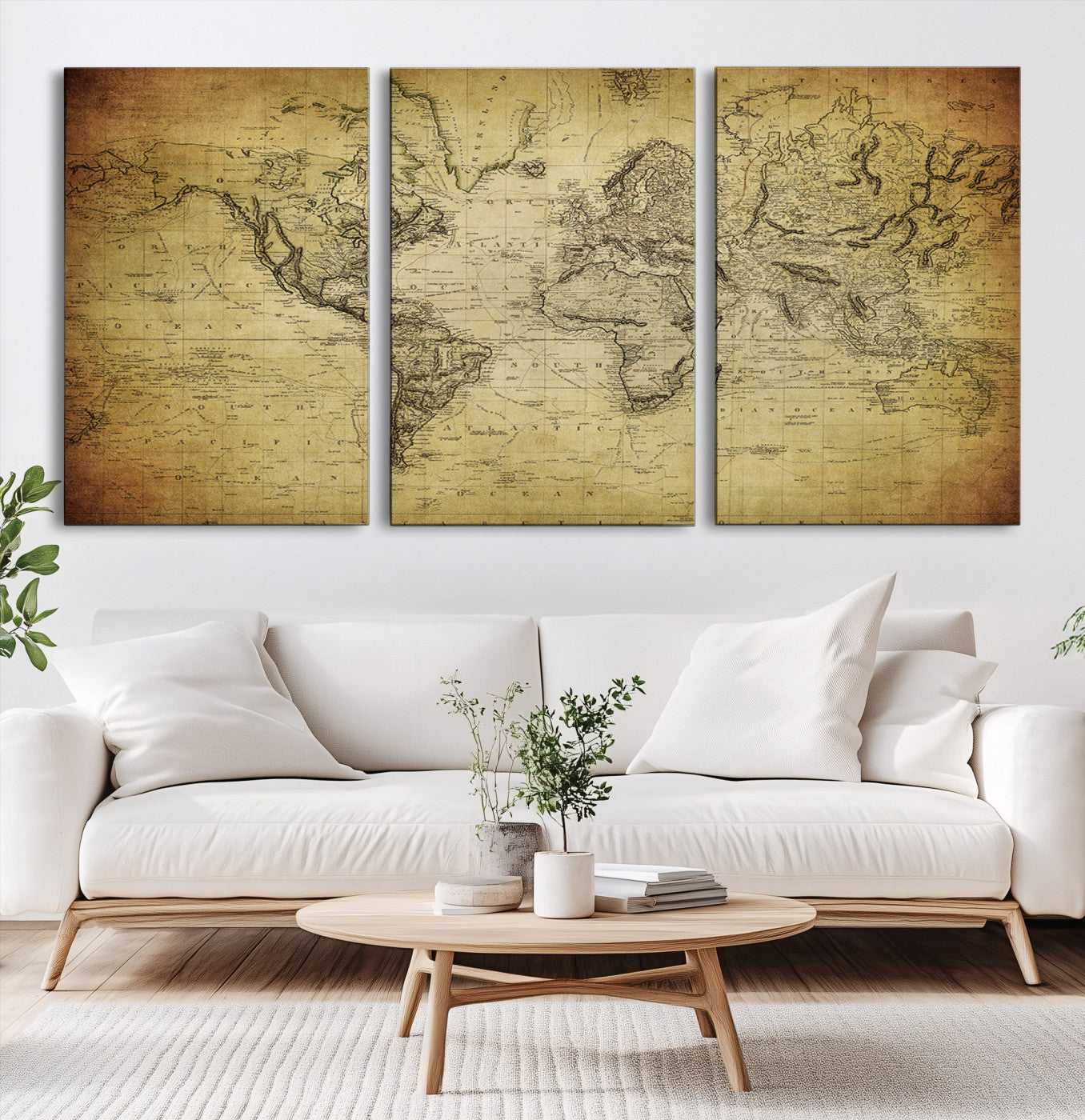 Push Pin World Map Canvas Print – Framed Wall Art for Couples to Track Their Travels – Anniversary Gift or Home Adventure Decor