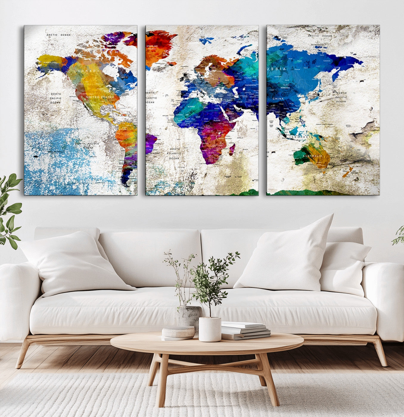 Push Pin World Map Canvas Print – Framed Wall Art for Couples to Track Their Travels – Anniversary Gift or Home Adventure Decor