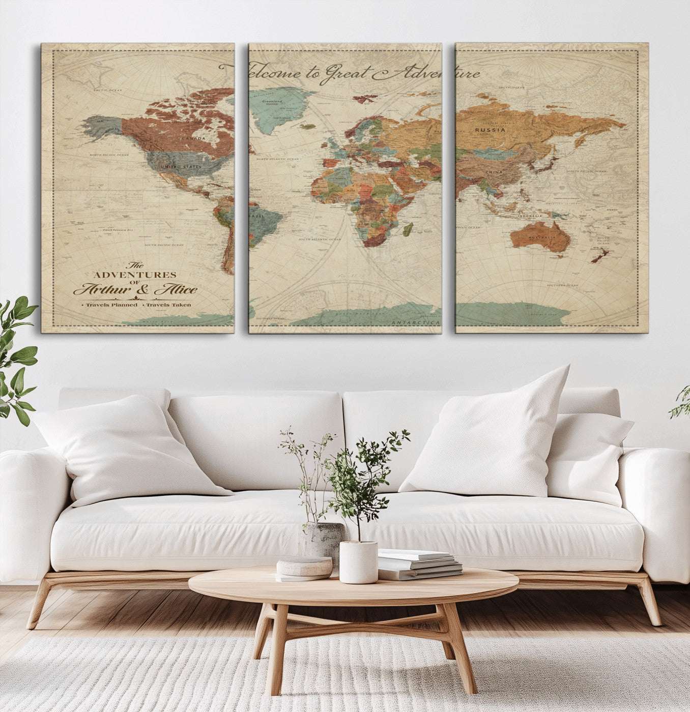 17587858-MGV-CV-60X30-3P-Custom Push Pin World Map Wall Canvas Print – Personalized Travel Tracker with Pins – Framed Custom Quotie Canvas for Home Office Decor