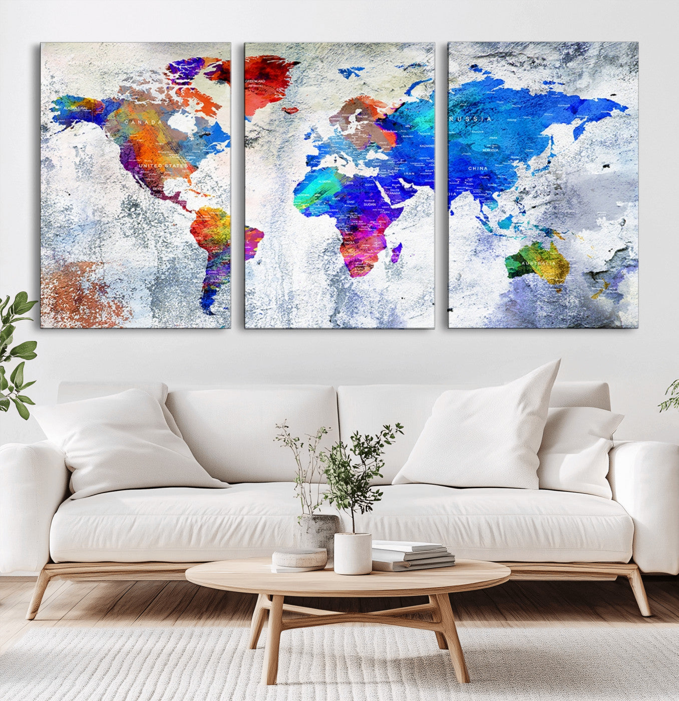 Push Pin World Map Canvas Print – Framed Wall Art for Couples to Track Their Travels – Anniversary Gift or Home Adventure Decor