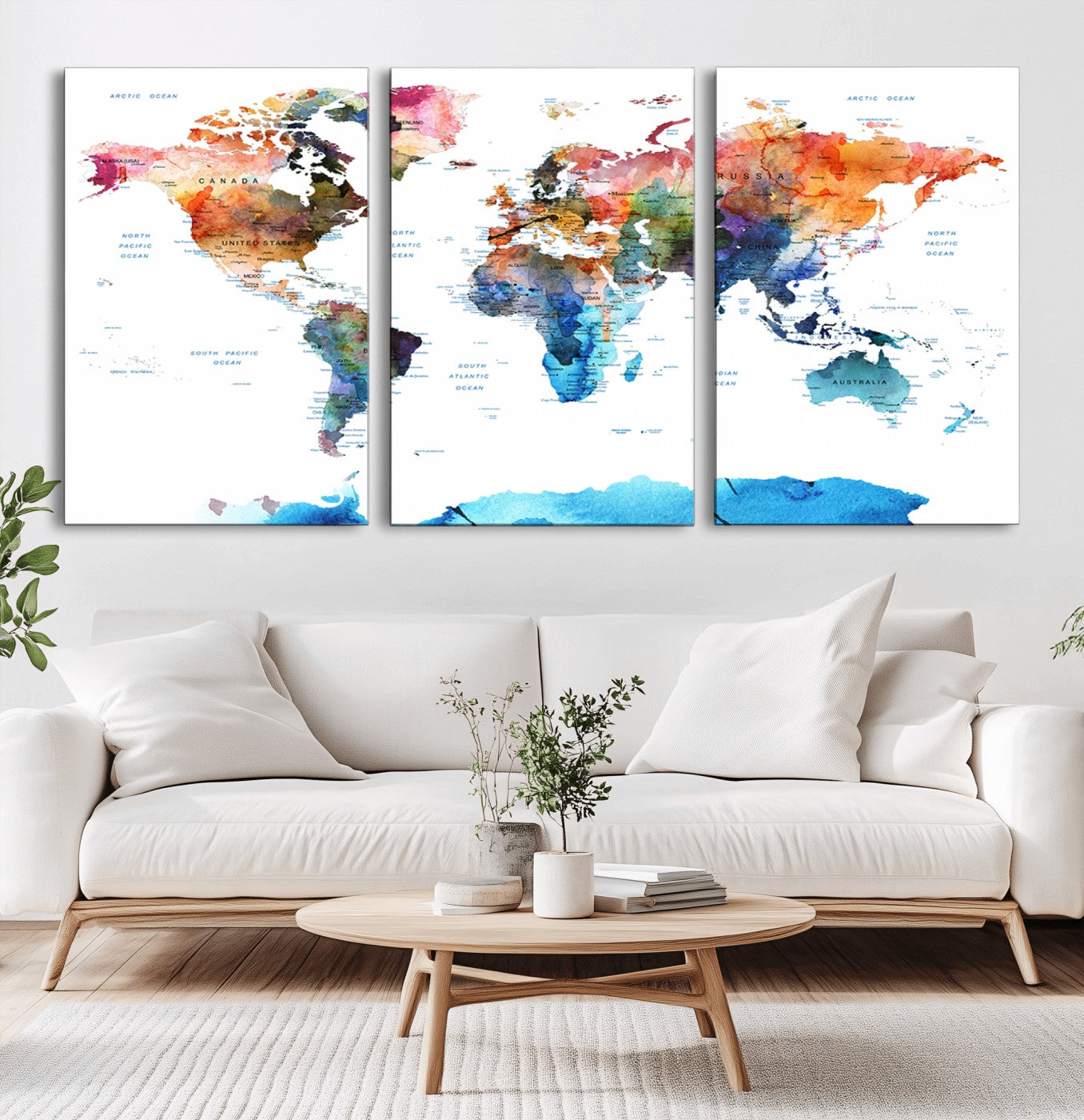 Push Pin World Map Canvas Print – Framed Wall Art for Couples to Track Their Travels – Anniversary Gift or Home Adventure Decor
