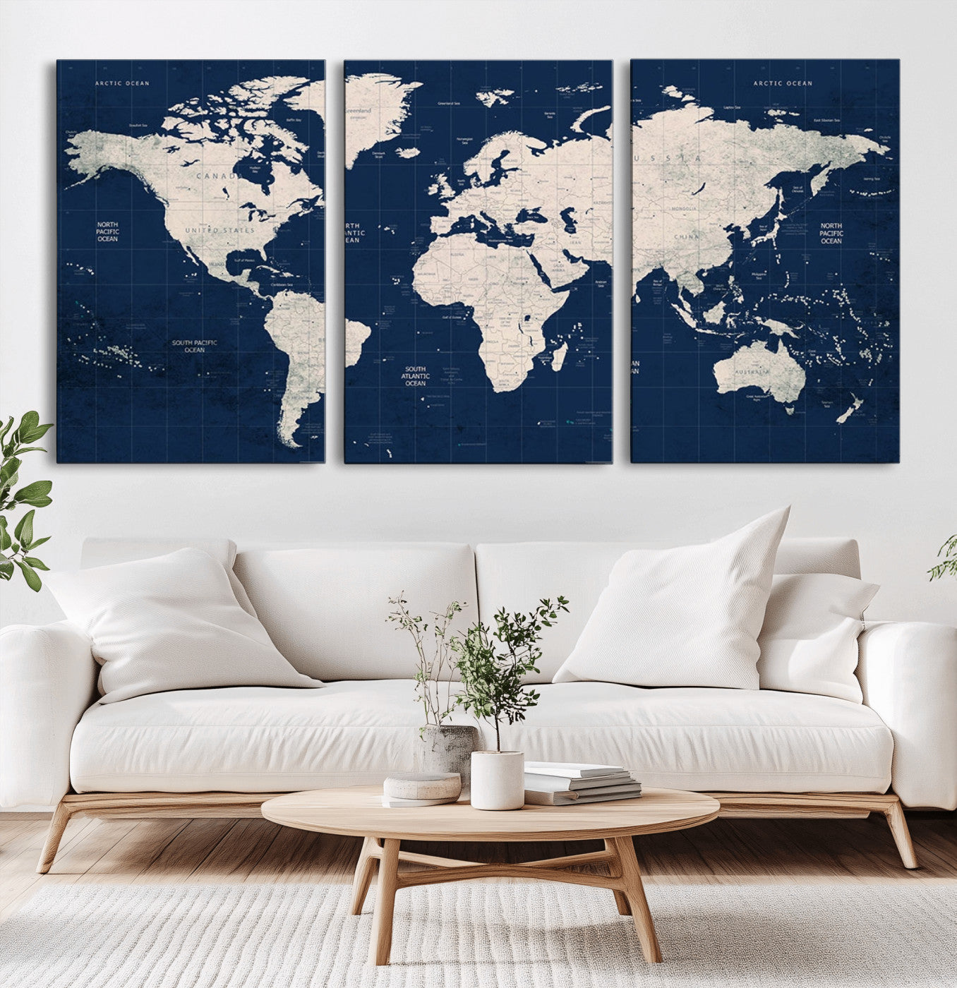 Push Pin World Map Canvas Print – Framed Wall Art for Couples to Track Their Travels – Anniversary Gift or Home Adventure Decor
