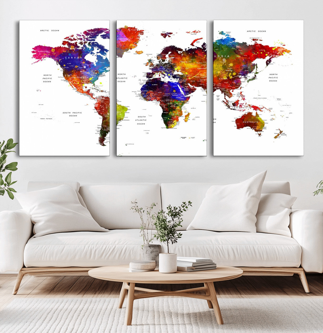 Push Pin World Map Canvas Print – Framed Wall Art for Couples to Track Their Travels – Anniversary Gift or Home Adventure Decor