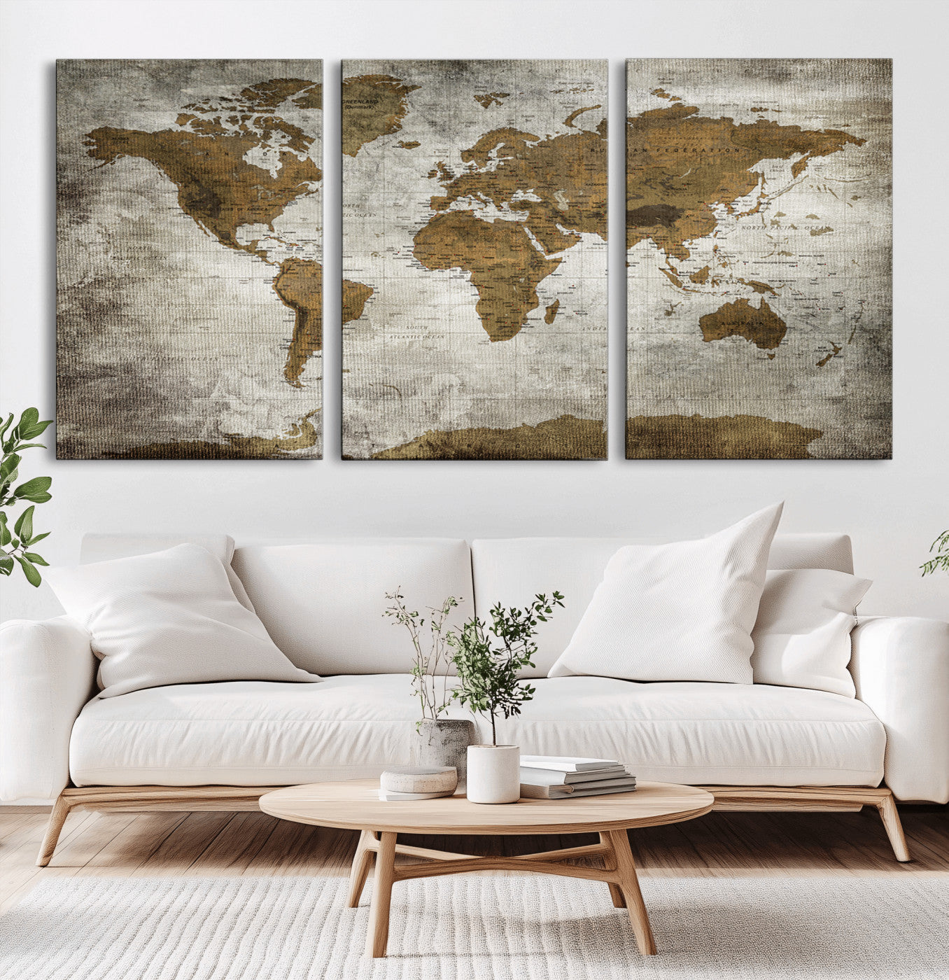 Push Pin World Map Canvas Print – Framed Wall Art for Couples to Track Their Travels – Anniversary Gift or Home Adventure Decor