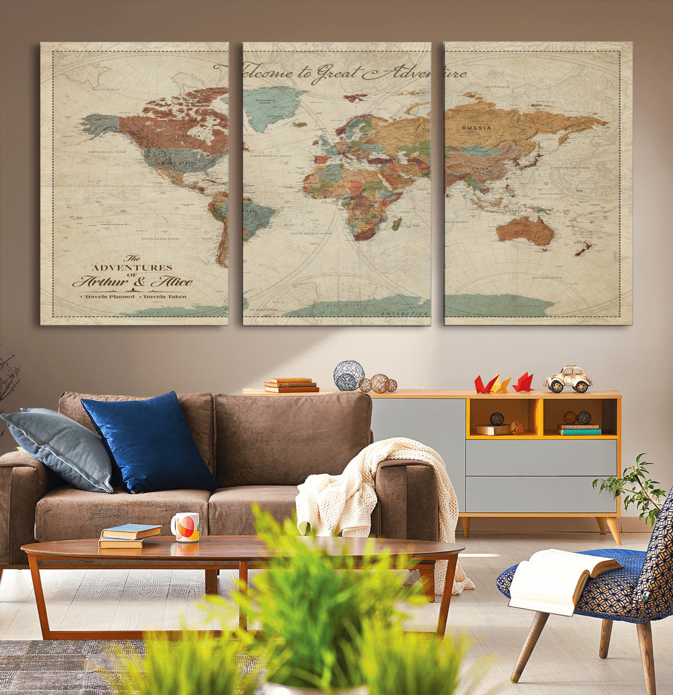 17587858-MGV-CV-36X24-Custom Push Pin World Map Wall Canvas Print – Personalized Travel Tracker with Pins – Framed Custom Quotie Canvas for Home Office Decor