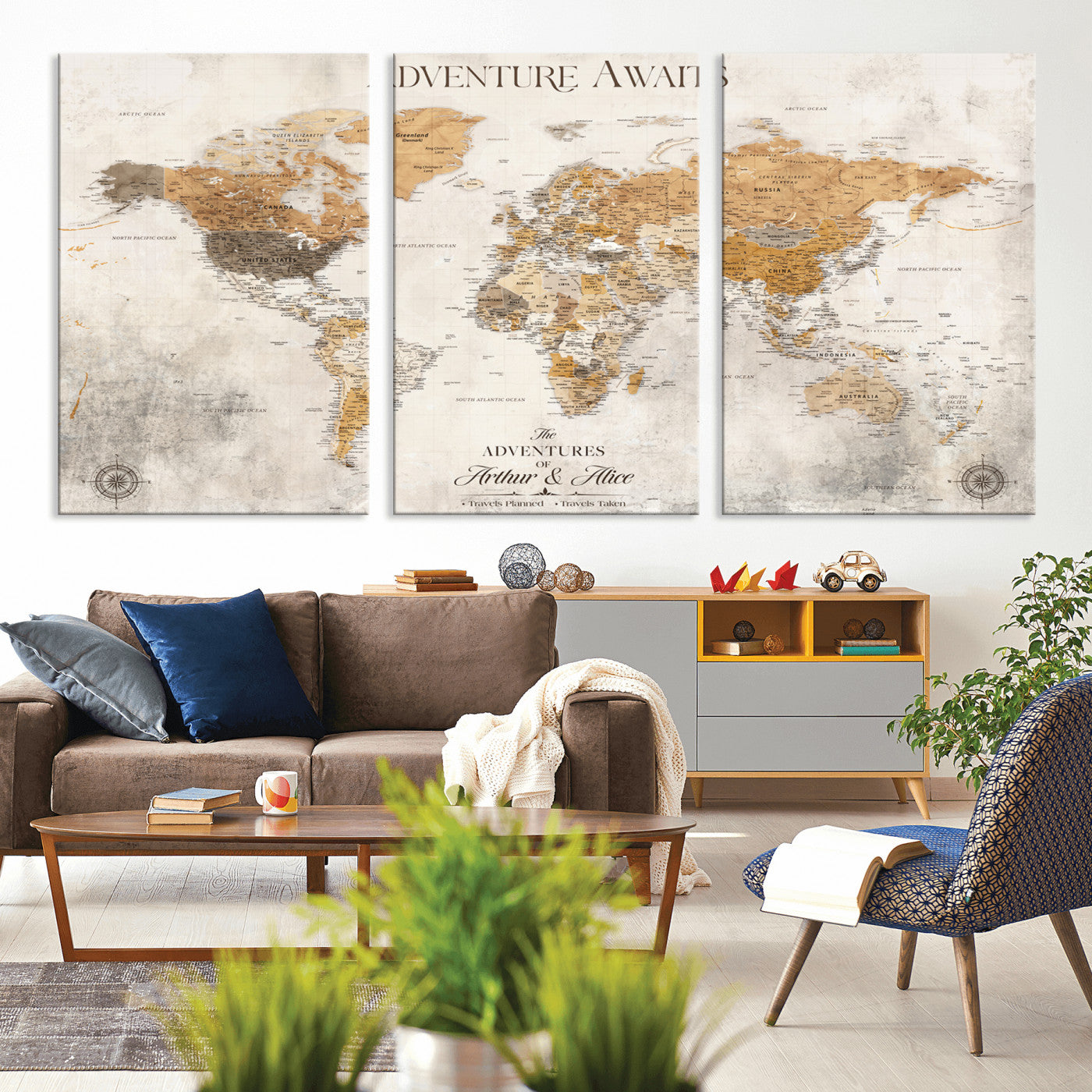 99422096-MGV-CV-30X20-Custom Push Pin World Map Wall Canvas Print – Personalized Travel Tracker with Pins – Framed Custom Quotie Canvas for Home Office Decor