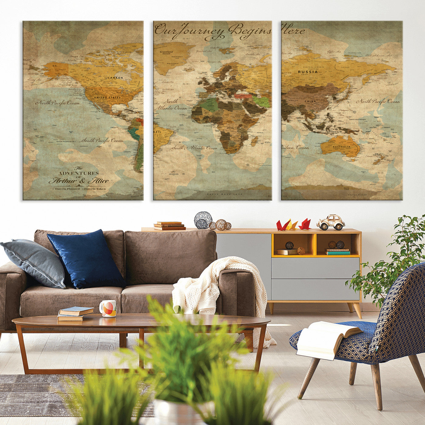 40572820-MGV-CV-36X24-Custom Push Pin World Map Wall Canvas Print – Personalized Travel Tracker with Pins – Framed Custom Quotie Canvas for Home Office Decor