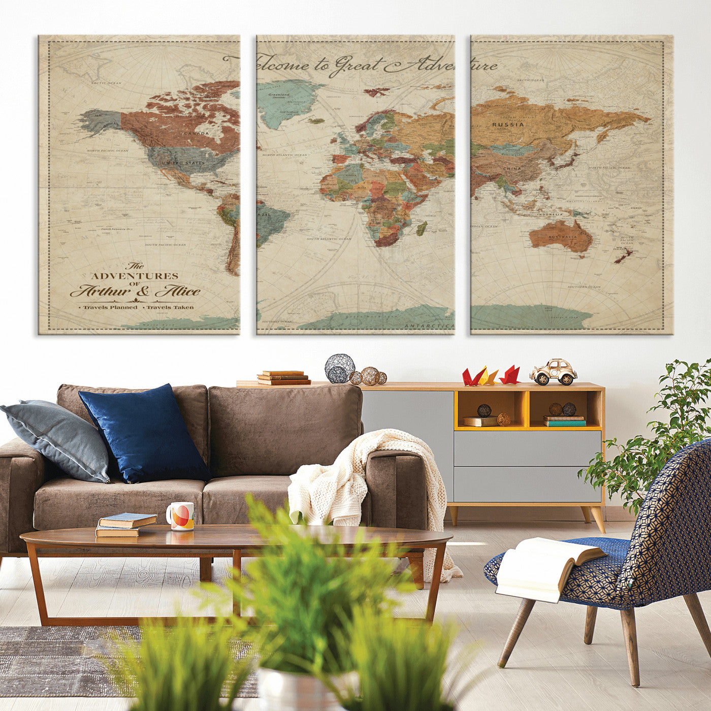 17587858-MGV-CV-36X24-Custom Push Pin World Map Wall Canvas Print – Personalized Travel Tracker with Pins – Framed Custom Quotie Canvas for Home Office Decor