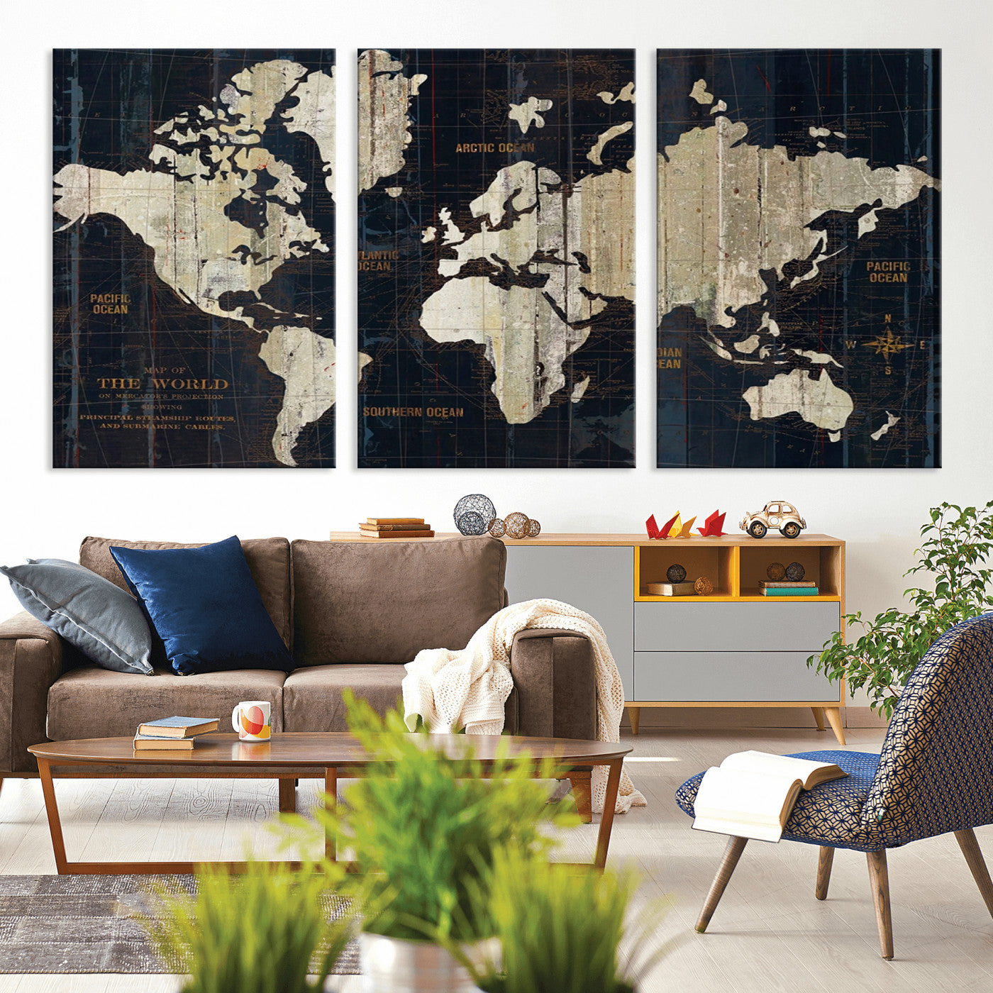Push Pin World Map Canvas Print – Framed Wall Art for Couples to Track Their Travels – Anniversary Gift or Home Adventure Decor