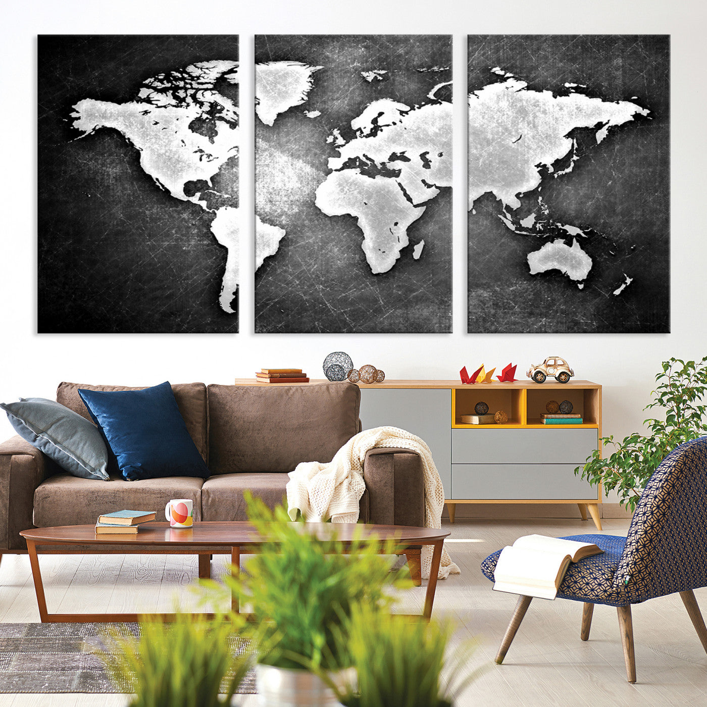 34390-MGV-CV-36X24-World Map Wall Art Canvas Print – Framed Wall Art for Anniversary Gift or Home Adventure Decor
