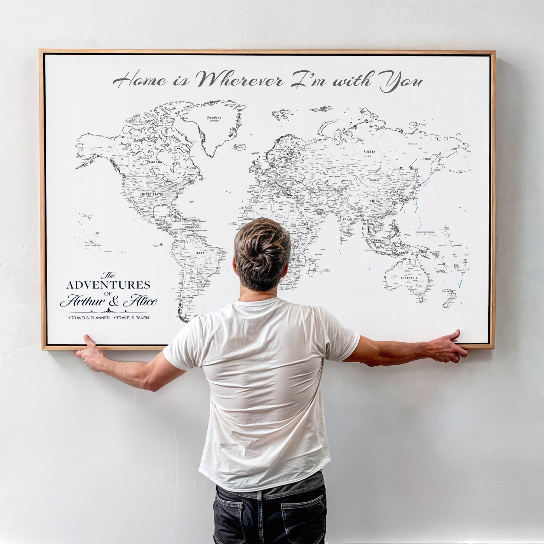 45566494-MGV-CV-36X24-Framed Personalized World Map Canvas Custom Push Pin Travel Tracker Gift