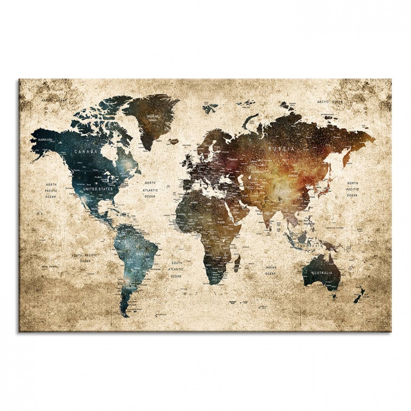 55201-MGV-CV-36X24-Framed Travel Wall Art Print - Grunge World Map Travel Canvas for Study, Office, or Living Room