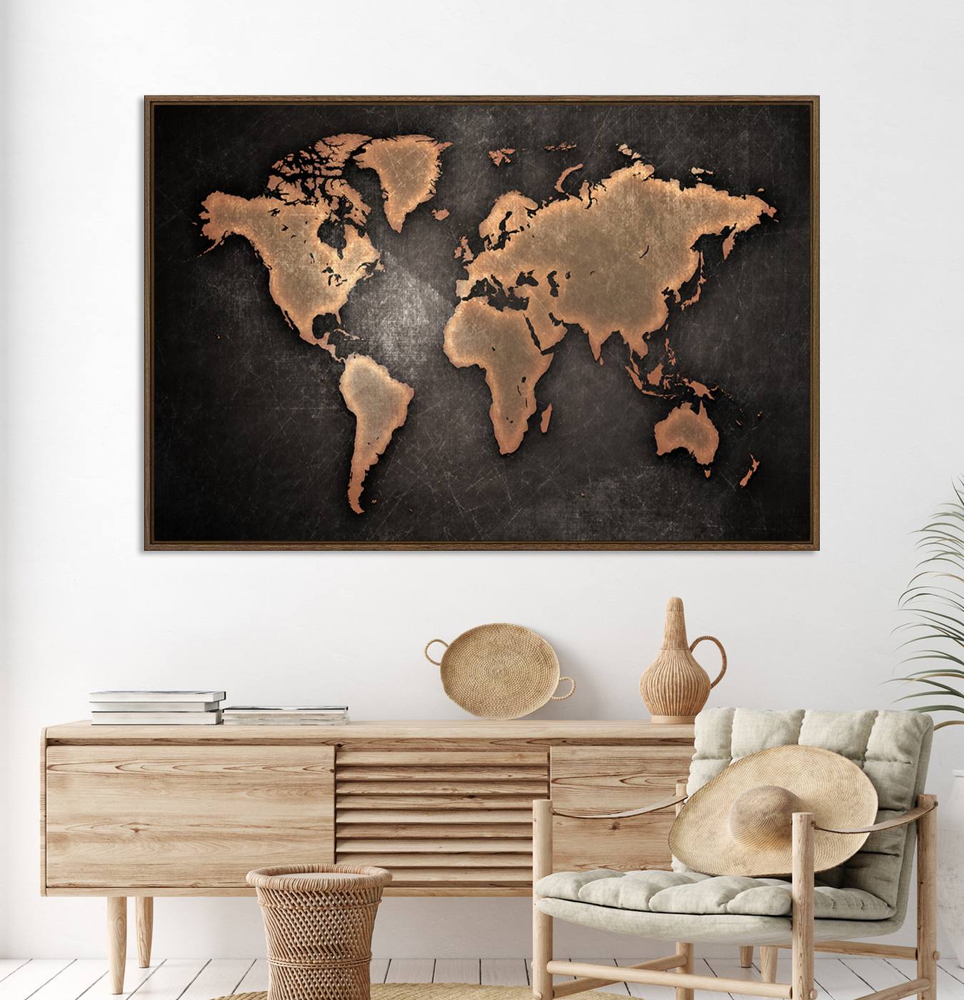 33739-MGV-CV-36X24-Maroon World Map Wall Art Canvas Print