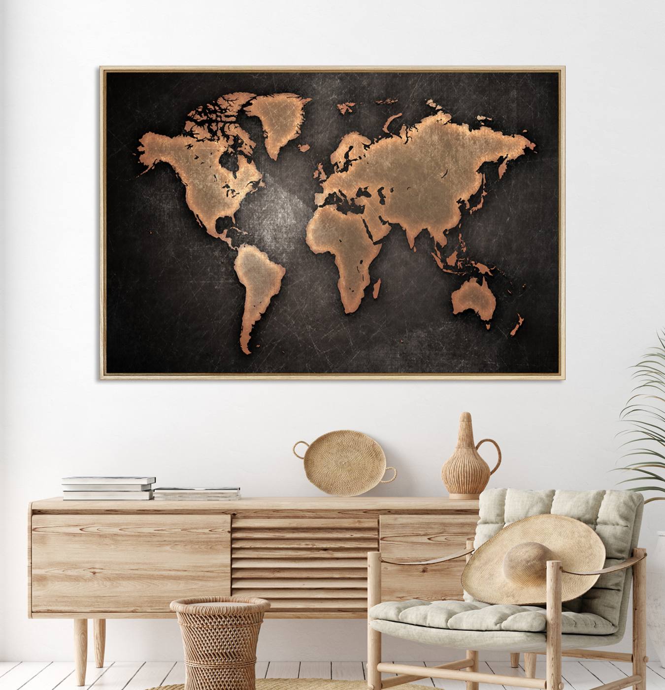 33739-MGV-CV-36X24-Maroon World Map Wall Art Canvas Print