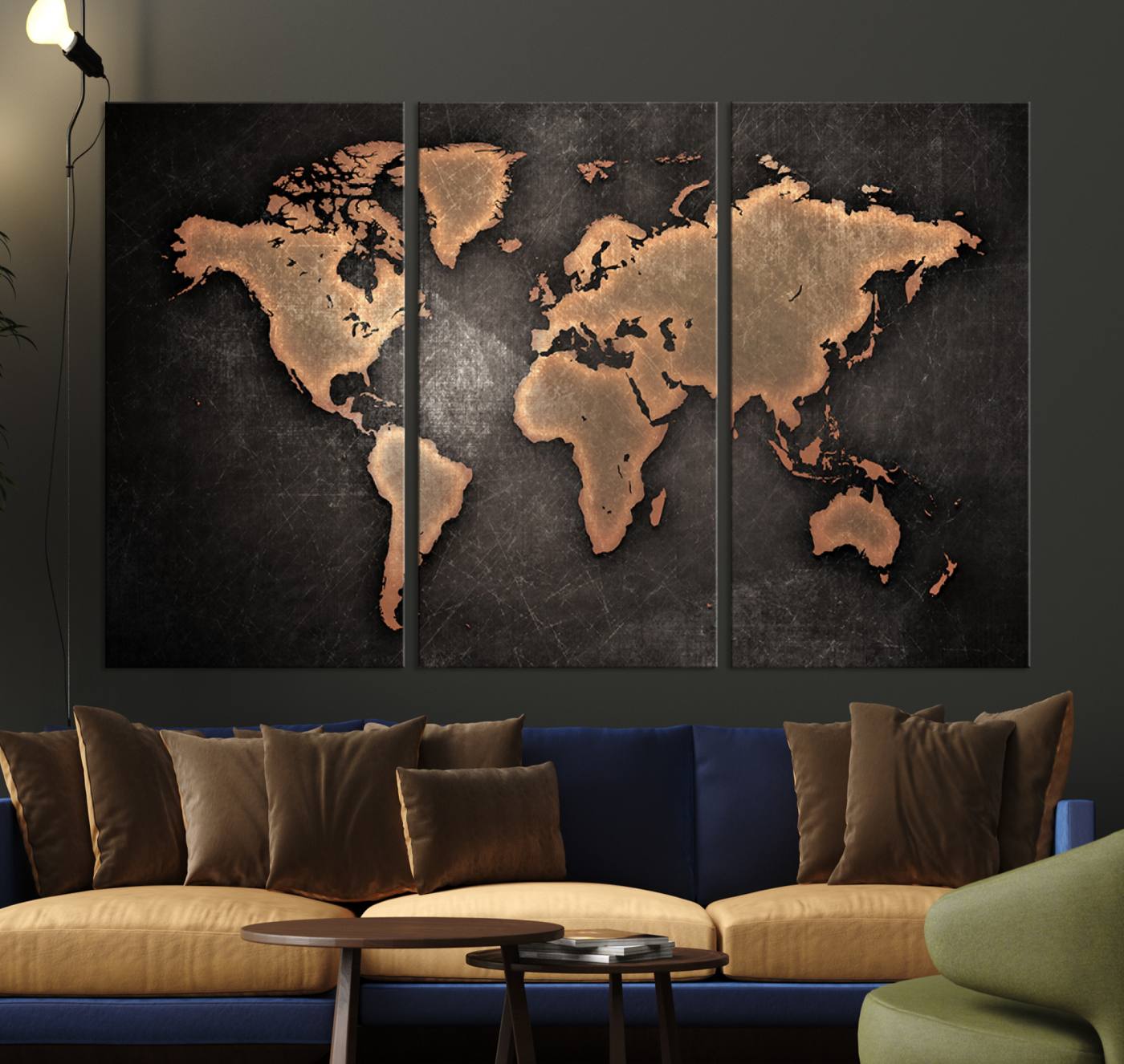 33739-MGV-CV-36X24-Maroon World Map Wall Art Canvas Print