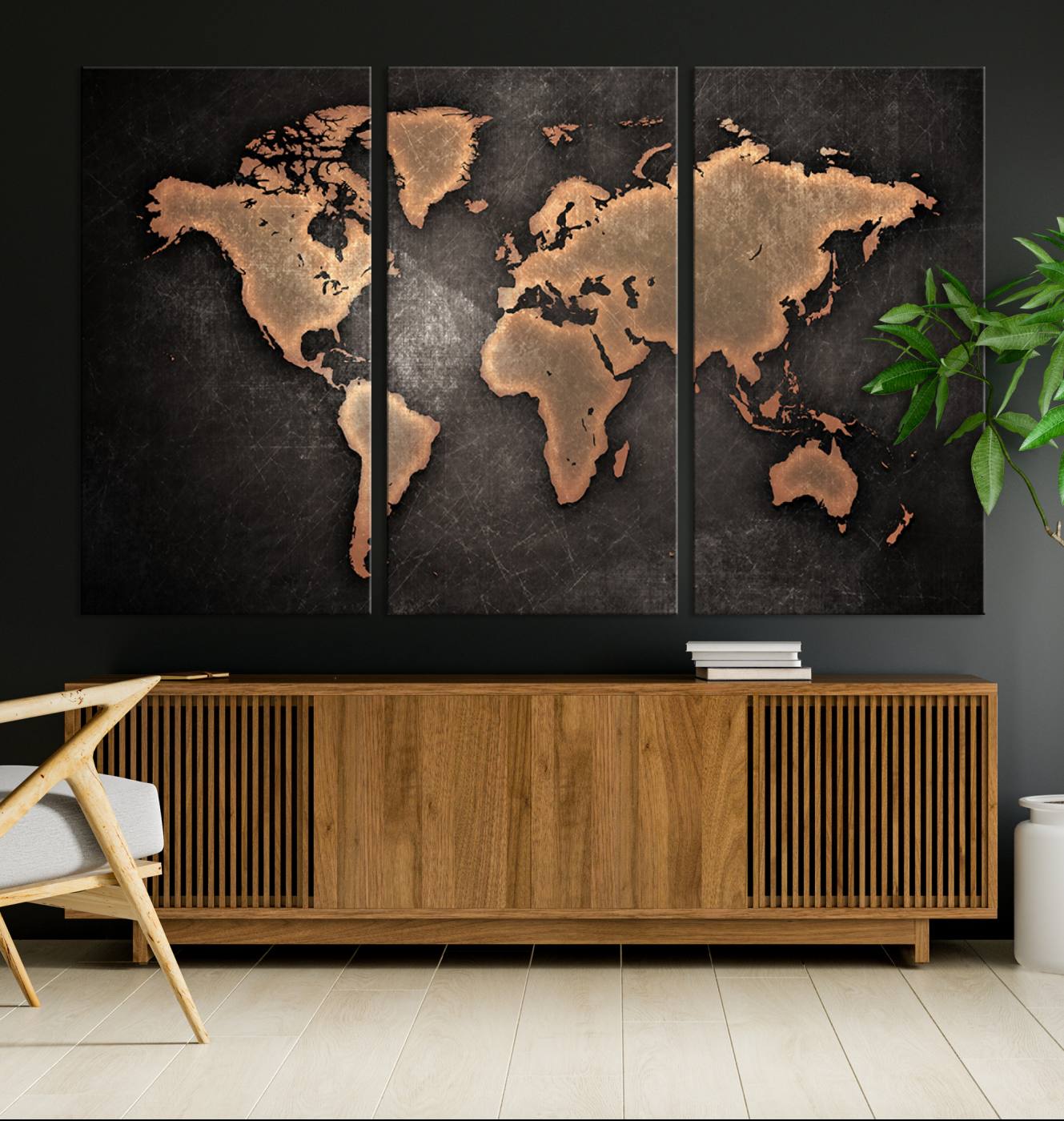 33739-MGV-CV-36X24-Maroon World Map Wall Art Canvas Print
