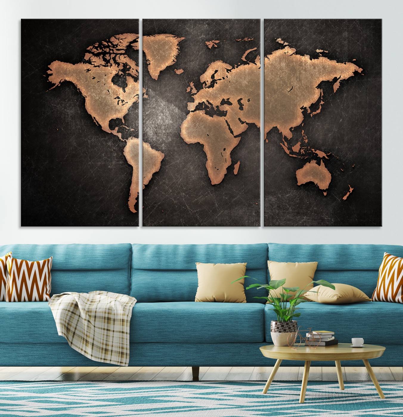 33739-MGV-CV-36X24-Maroon World Map Wall Art Canvas Print