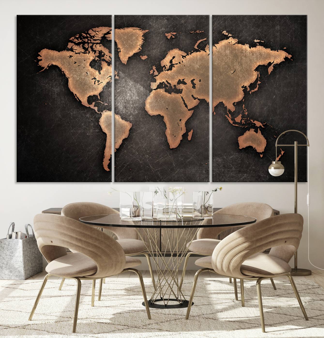33739-MGV-CV-36X24-Maroon World Map Wall Art Canvas Print