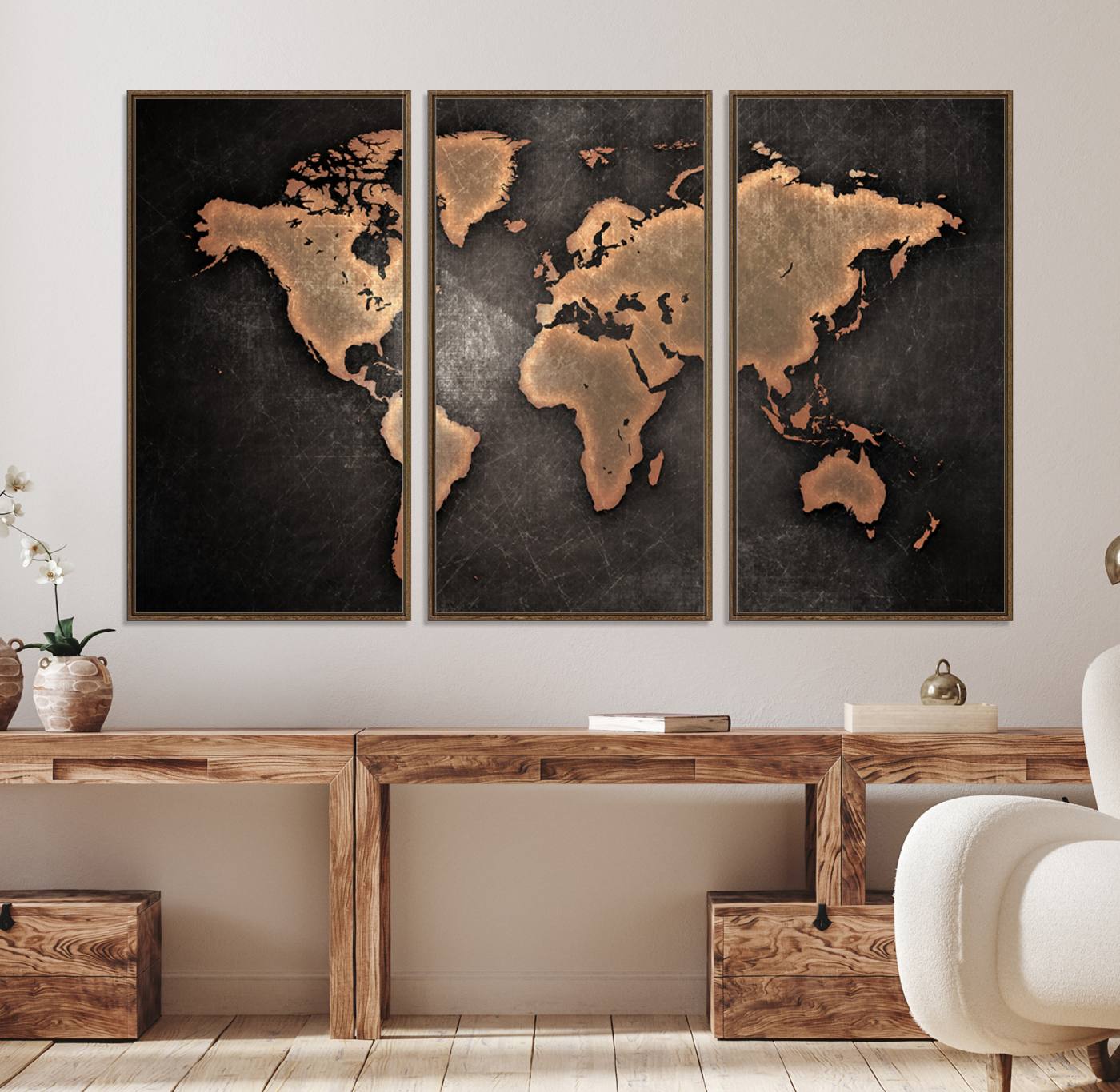 33739-MGV-CV-36X24-Maroon World Map Wall Art Canvas Print