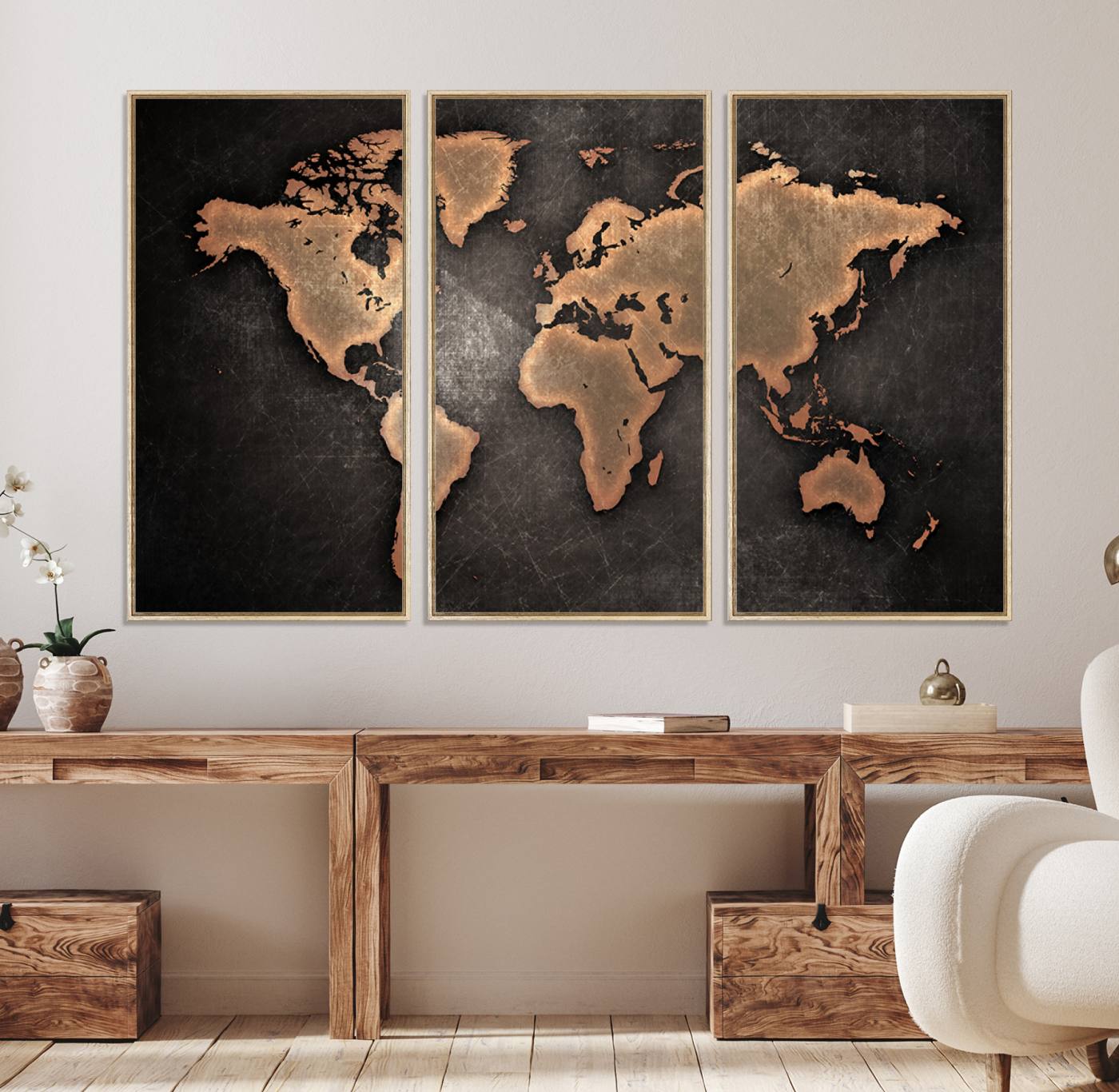 33739-MGV-CV-36X24-Maroon World Map Wall Art Canvas Print