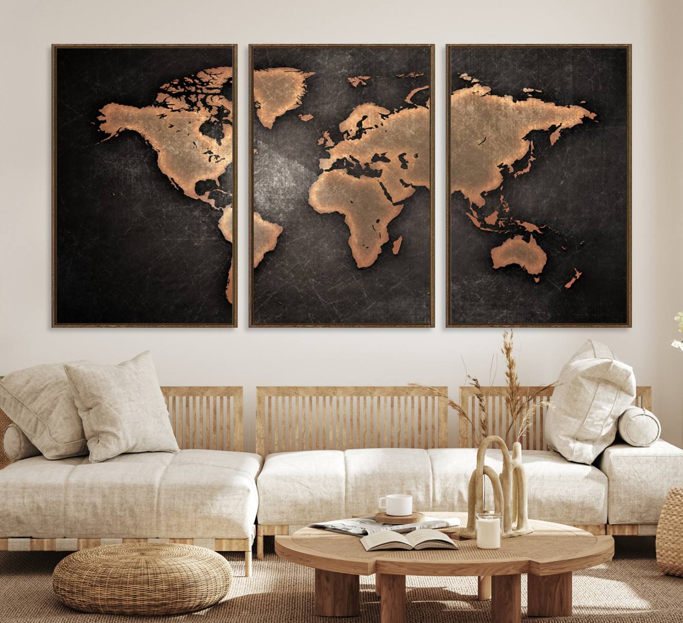 33739-MGV-CV-36X24-Maroon World Map Wall Art Canvas Print