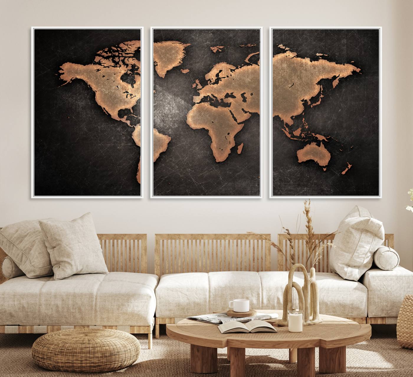 33739-MGV-CV-36X24-Maroon World Map Wall Art Canvas Print