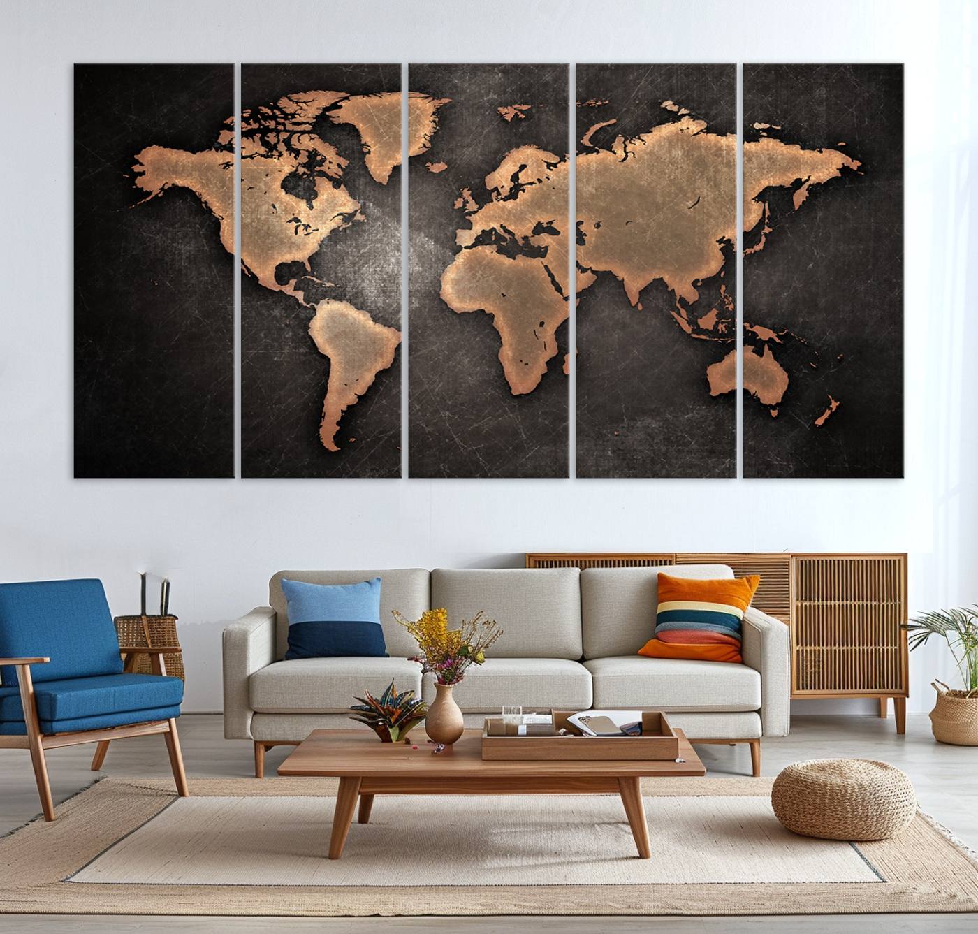 33739-MGV-CV-36X24-Maroon World Map Wall Art Canvas Print