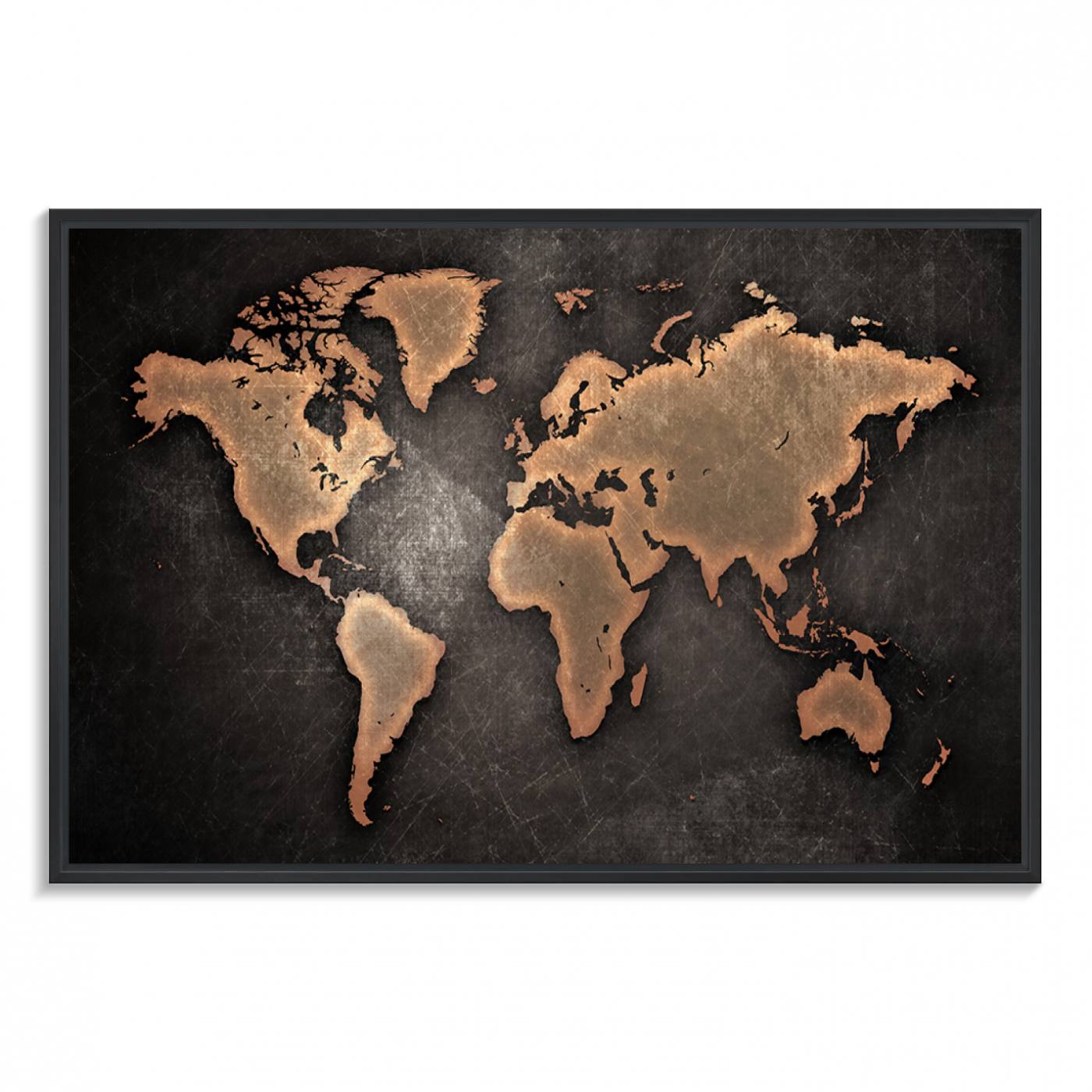 33739-MGV-FC-36X24_Black-Maroon World Map Wall Art Canvas Print