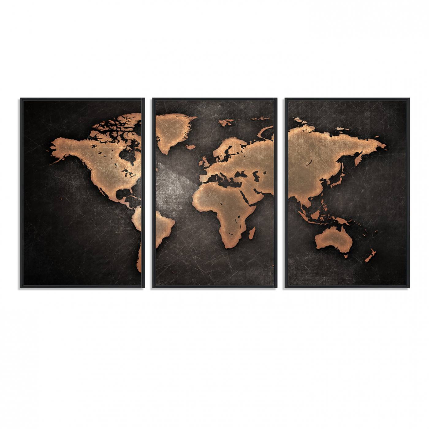33739-MGV-FC-60X30-3P_Black-Maroon World Map Wall Art Canvas Print