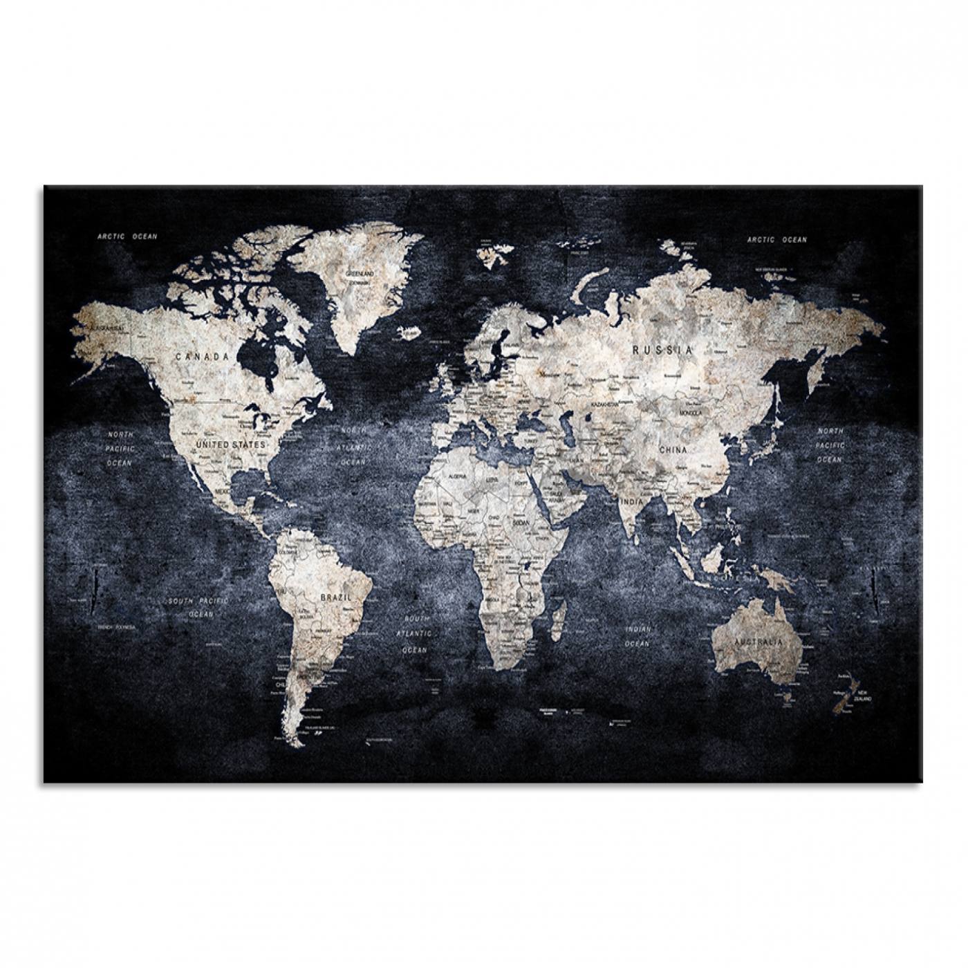 82598-MGV-CV-36X24-Rustic Black and Bronz World Map Canvas – Vintage-Inspired Triptych – Large Wall Art for Living Room