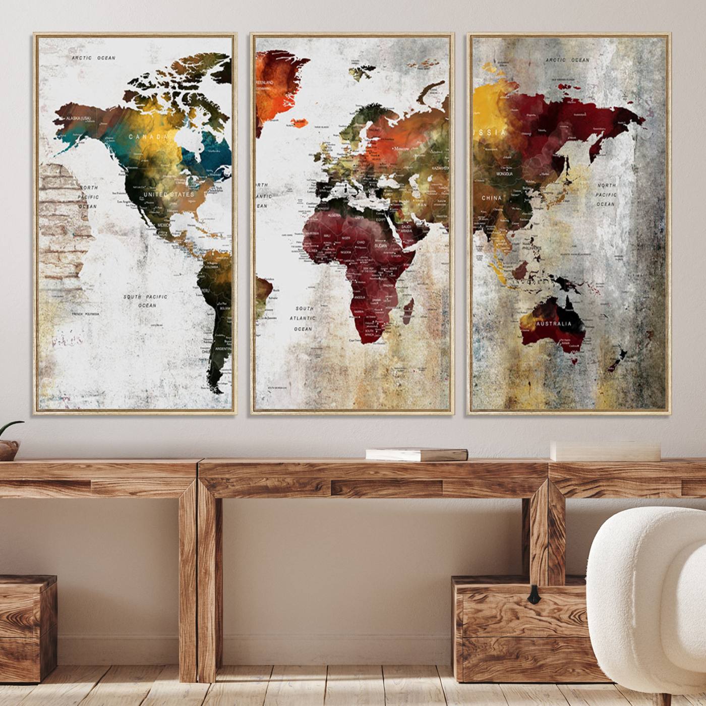 37237-MGV-CV-36X24-Wall Art Dark World Map on Light Background Canvas Print