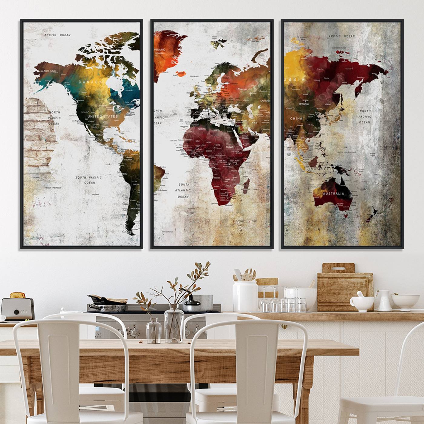 37237-MGV-CV-36X24-Wall Art Dark World Map on Light Background Canvas Print