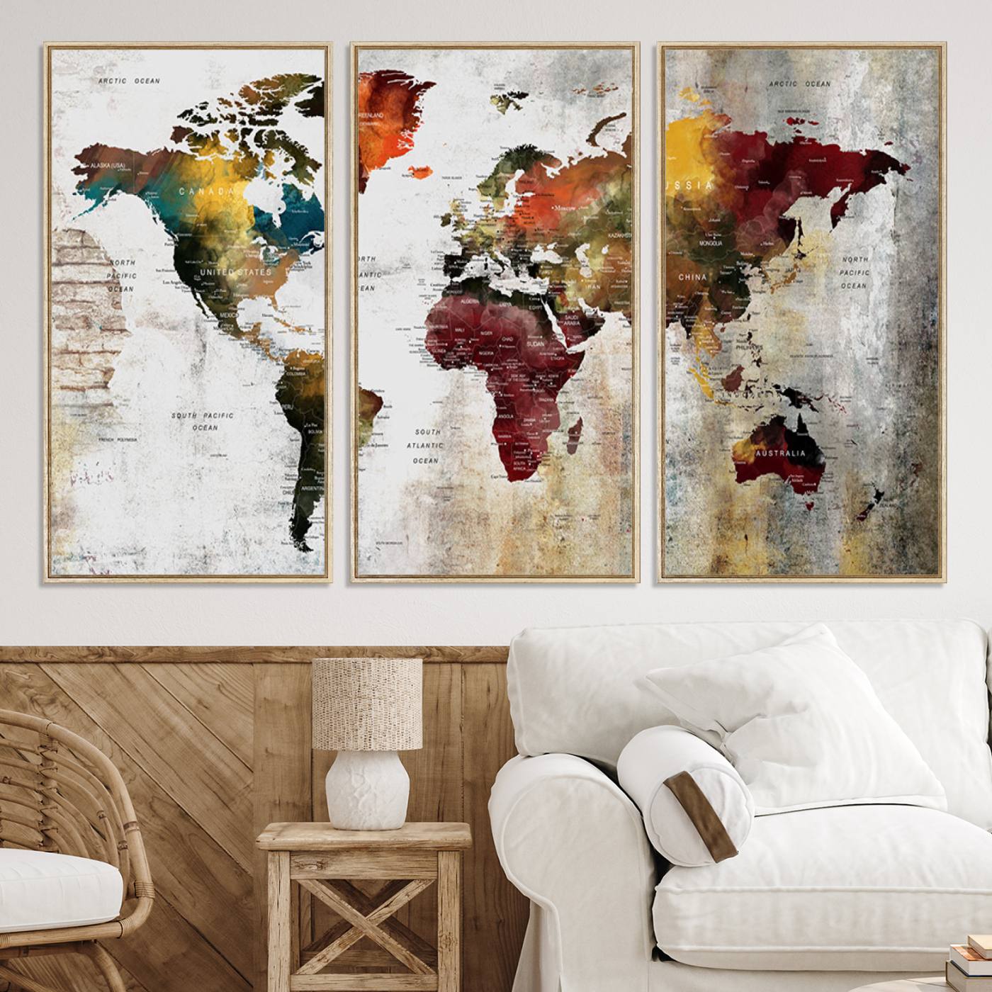 37237-MGV-CV-36X24-Wall Art Dark World Map on Light Background Canvas Print