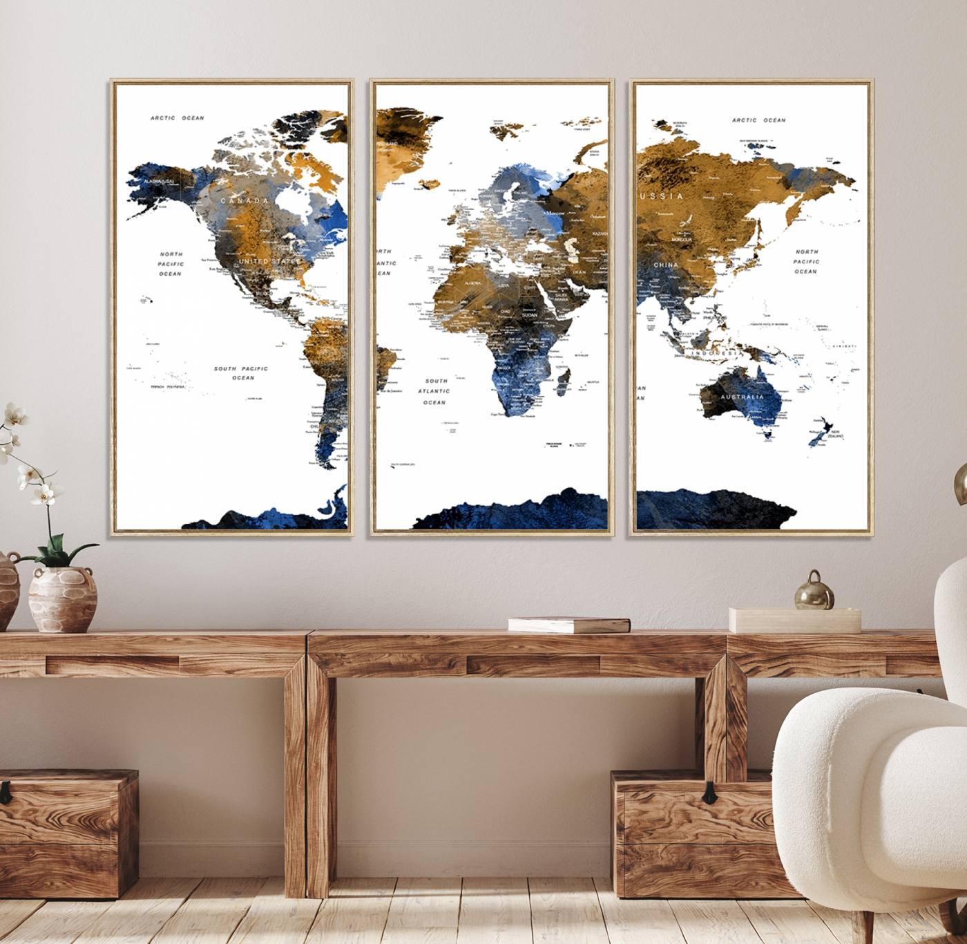 56231-MGV-CV-36X24-Watercolor World Map Canvas Print Wall Art