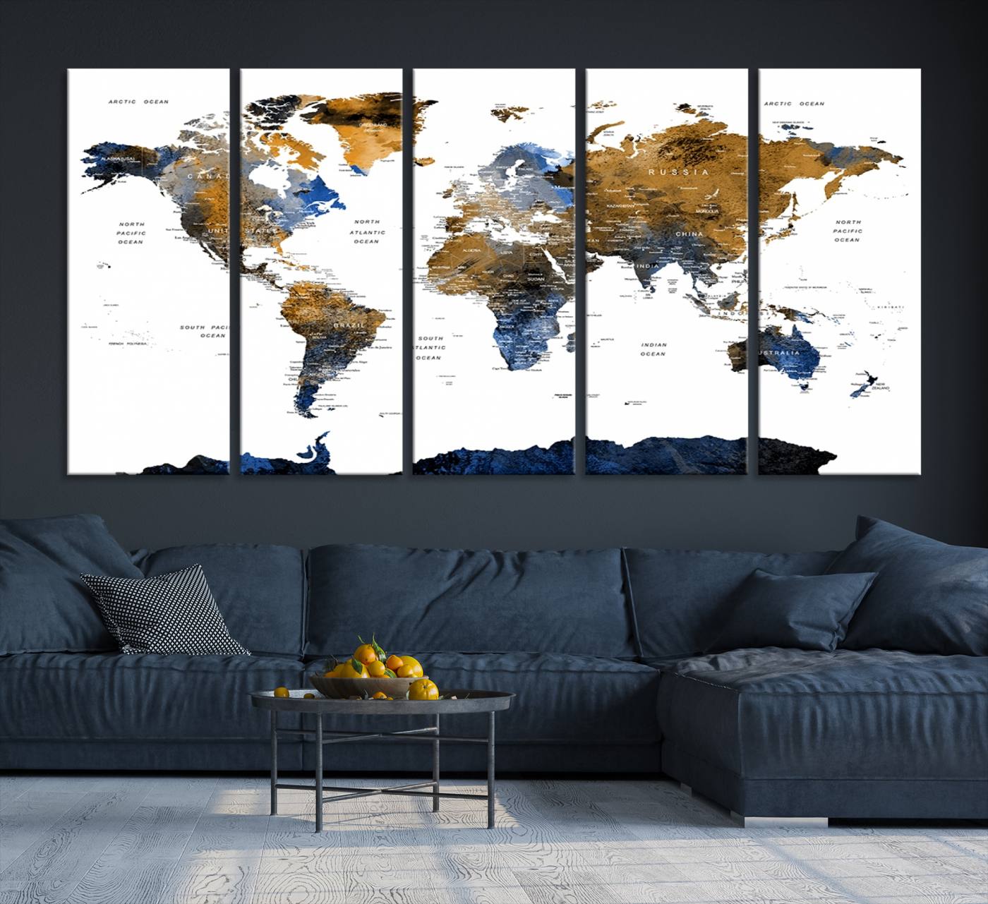 56231-MGV-CV-36X24-Watercolor World Map Canvas Print Wall Art