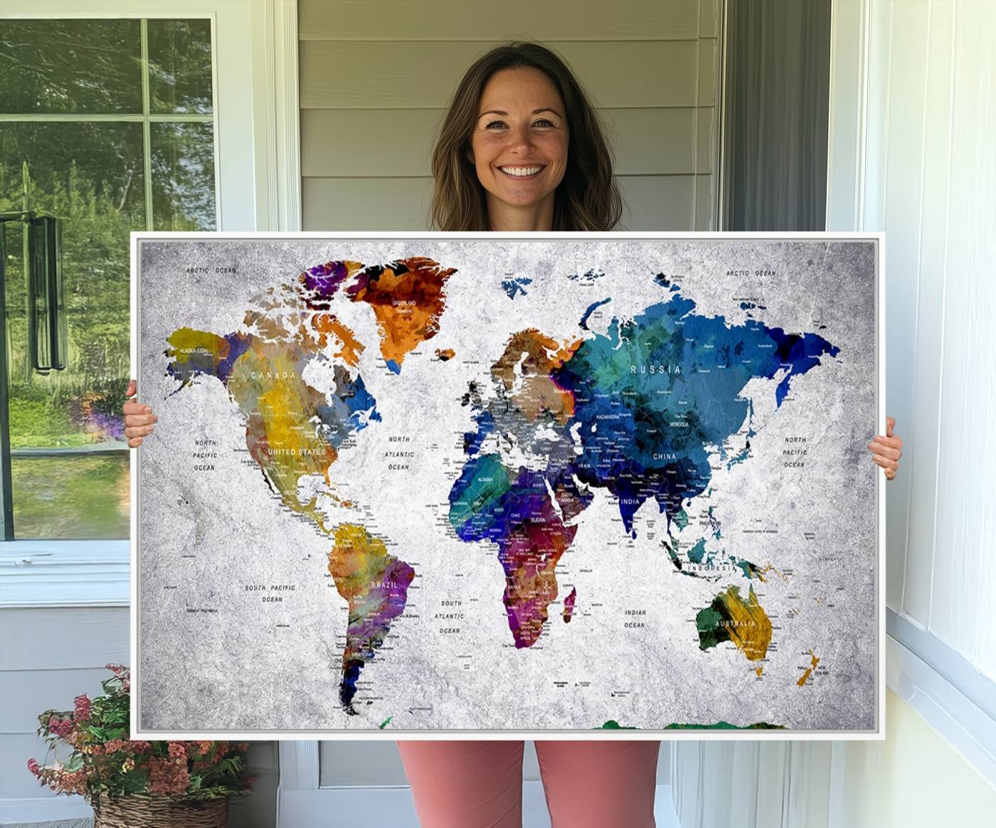 73670-MGV-CV-36X24-World Map Art Canvas Print