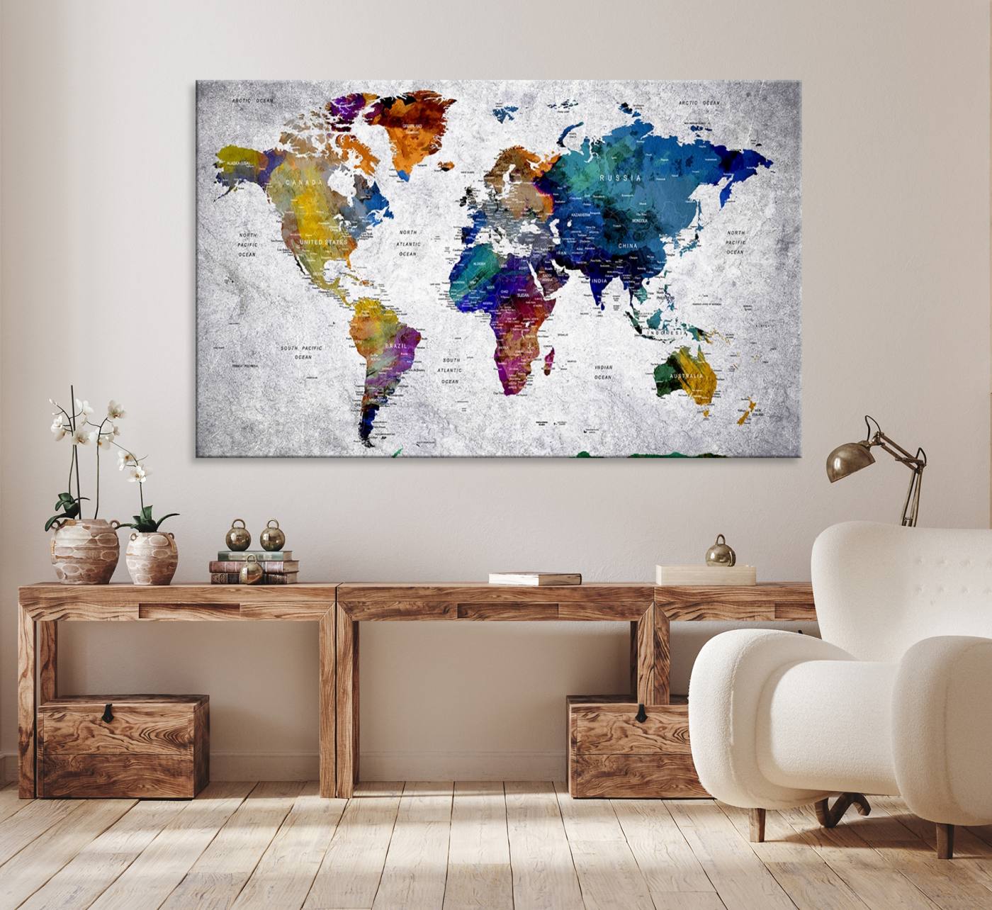 73670-MGV-CV-36X24-World Map Art Canvas Print