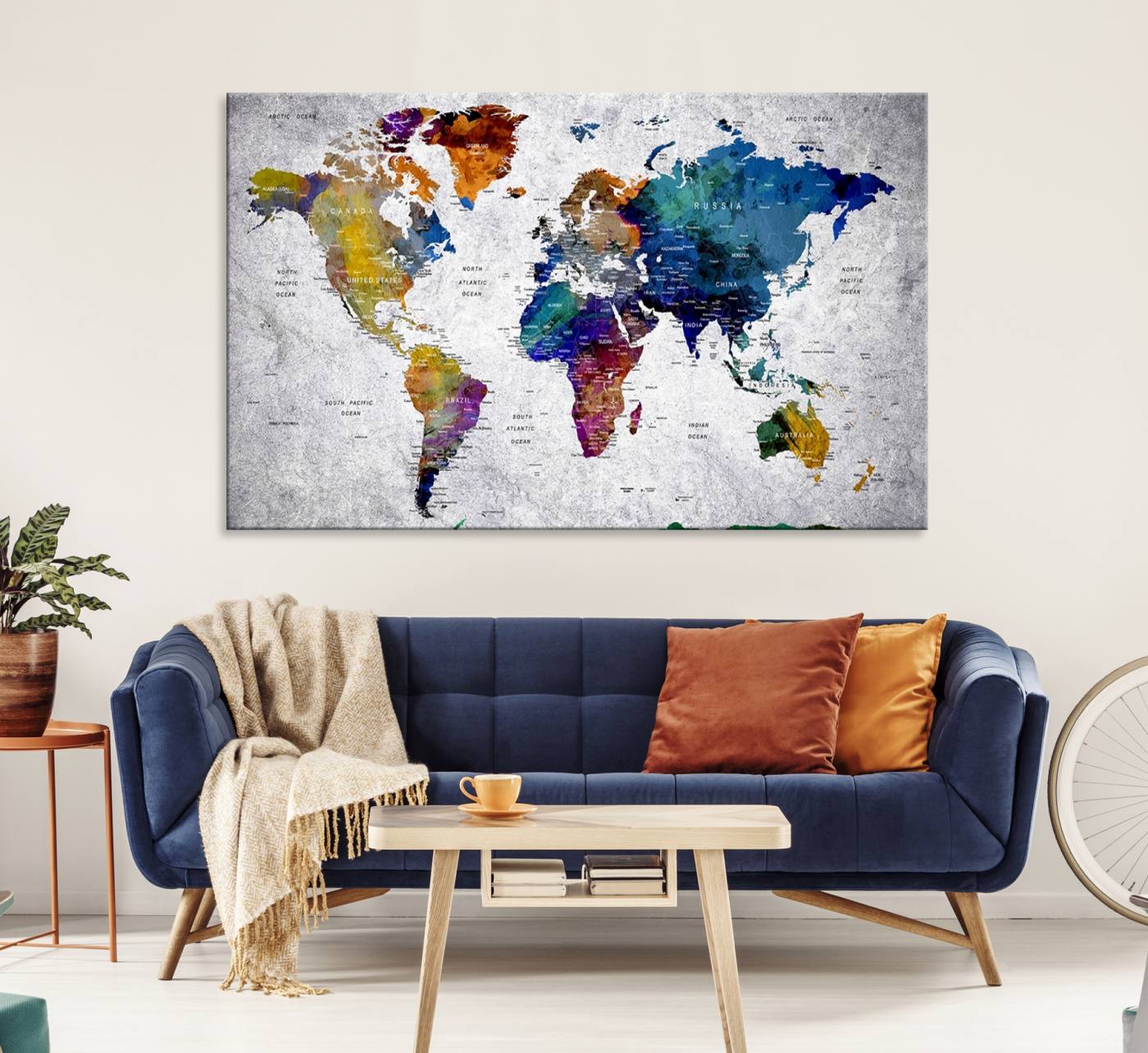73670-MGV-CV-36X24-World Map Art Canvas Print