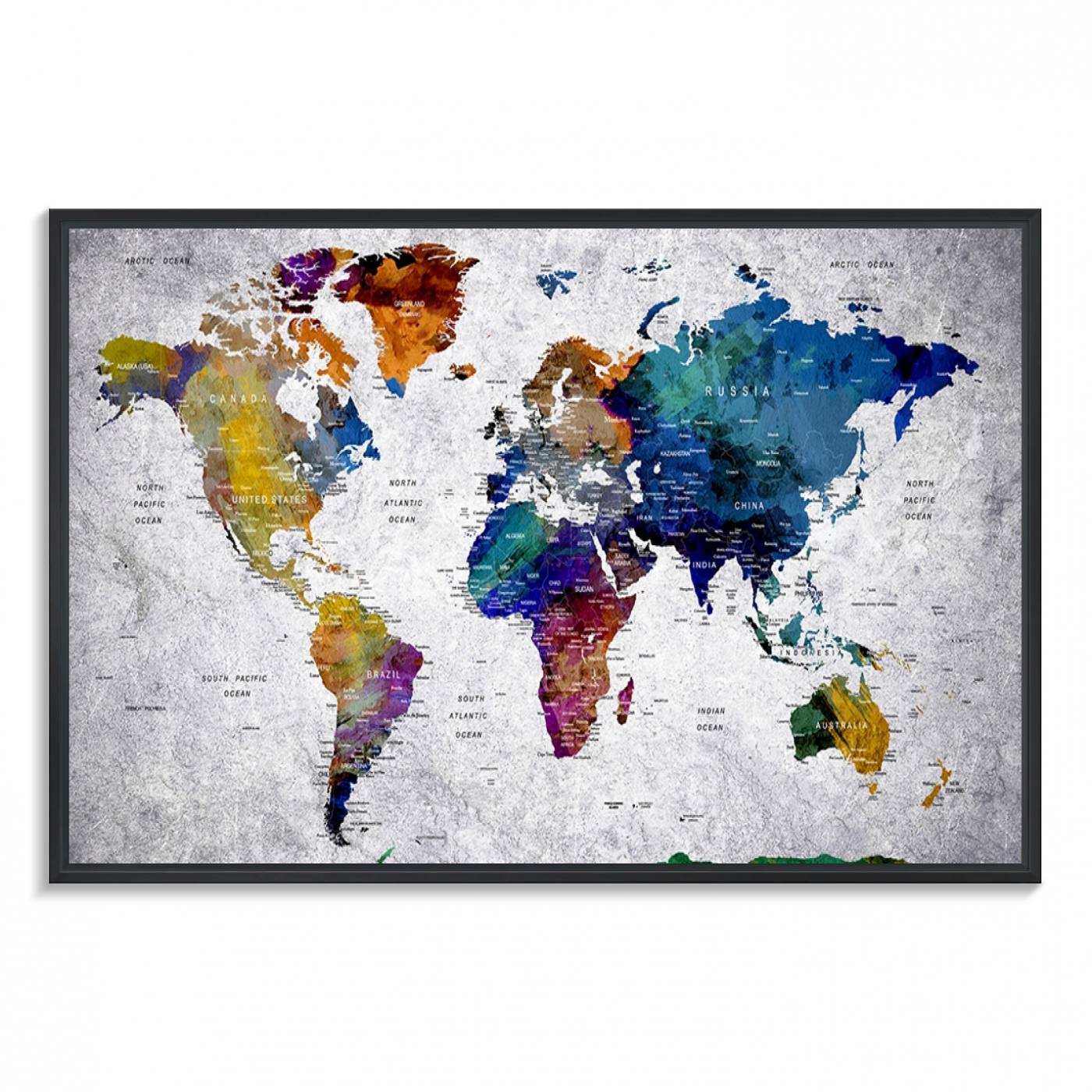 73670-MGV-FC-36X24_Black-World Map Art Canvas Print