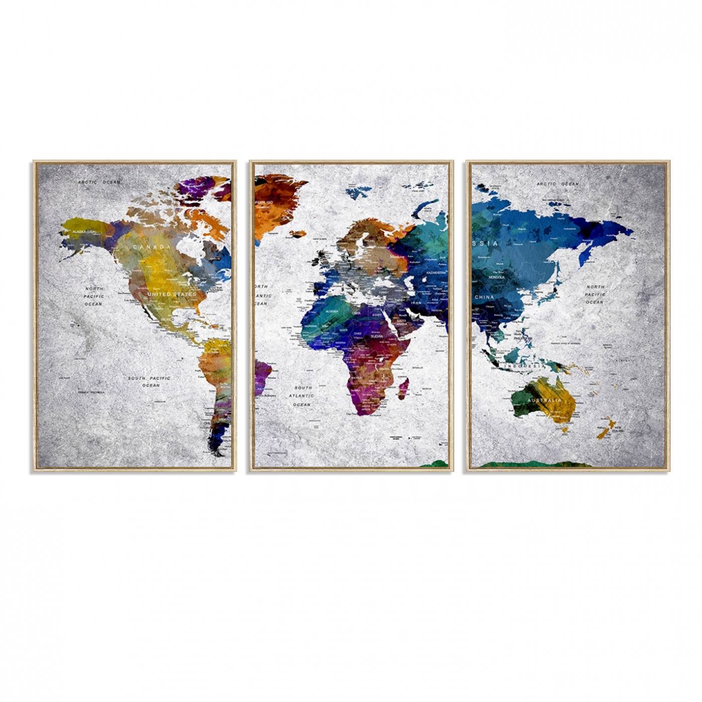 73670-MGV-FC-60X30-3P_Natural-World Map Art Canvas Print