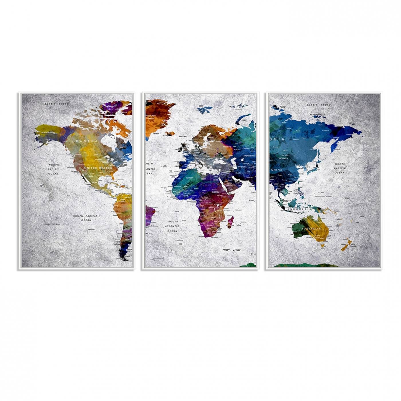 73670-MGV-FC-60X30-3P_White-World Map Art Canvas Print