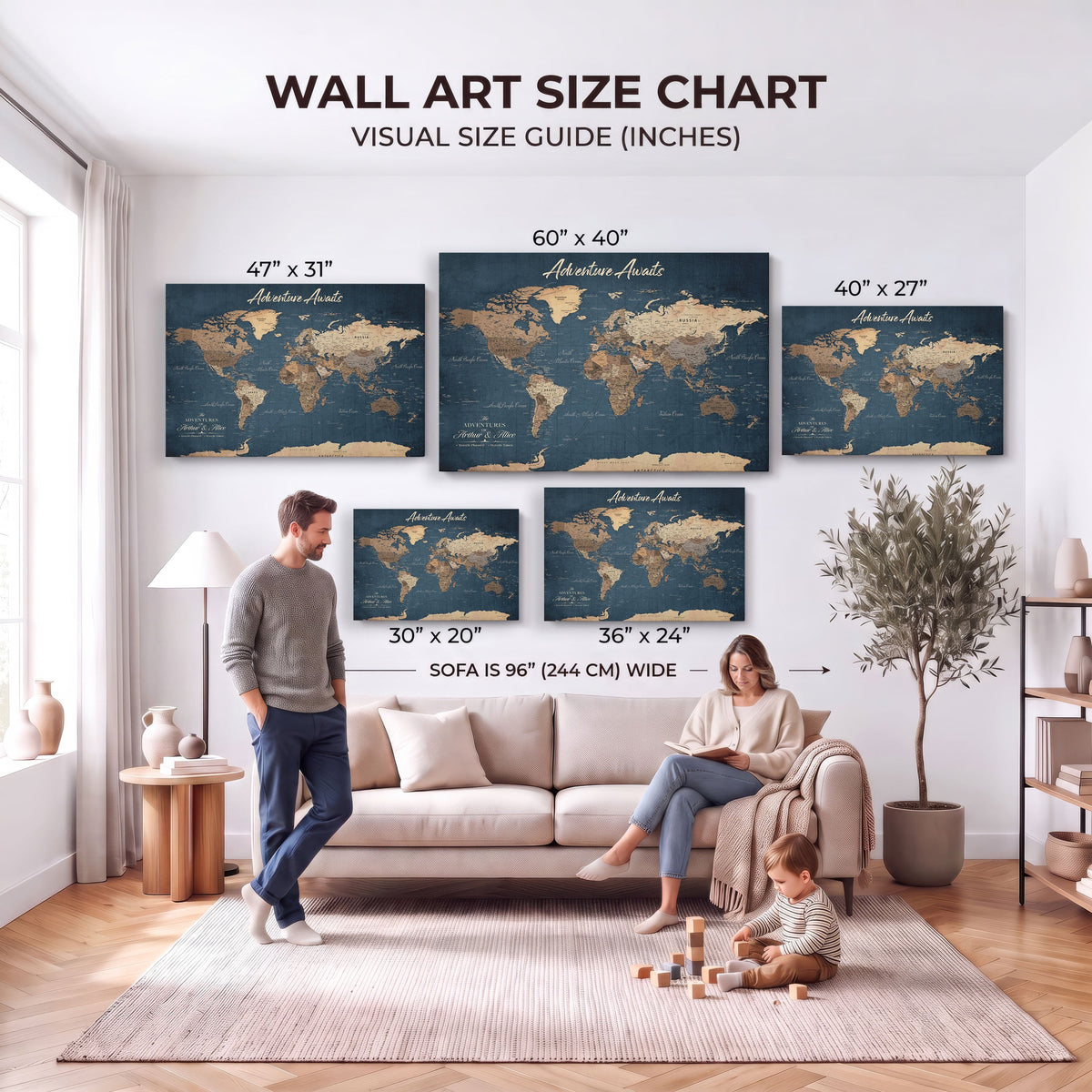 '-Push Pin World Map Canvas Print | Travel Tracker Wall Art - NEWMAP-11