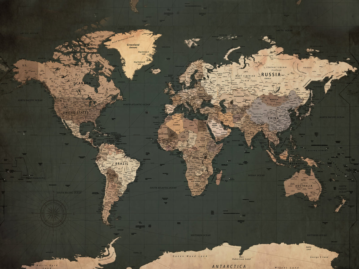 Oversize Framed Push Pin World Map Canvas, Custom Travel Tracker Wall Art