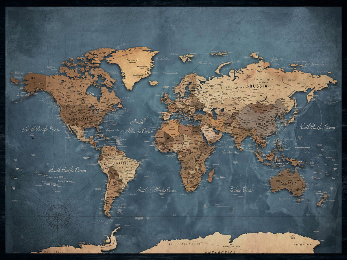 Custom Push Pin World Map Canvas Print, Graduation Gift for Travelers, Dorm Decor