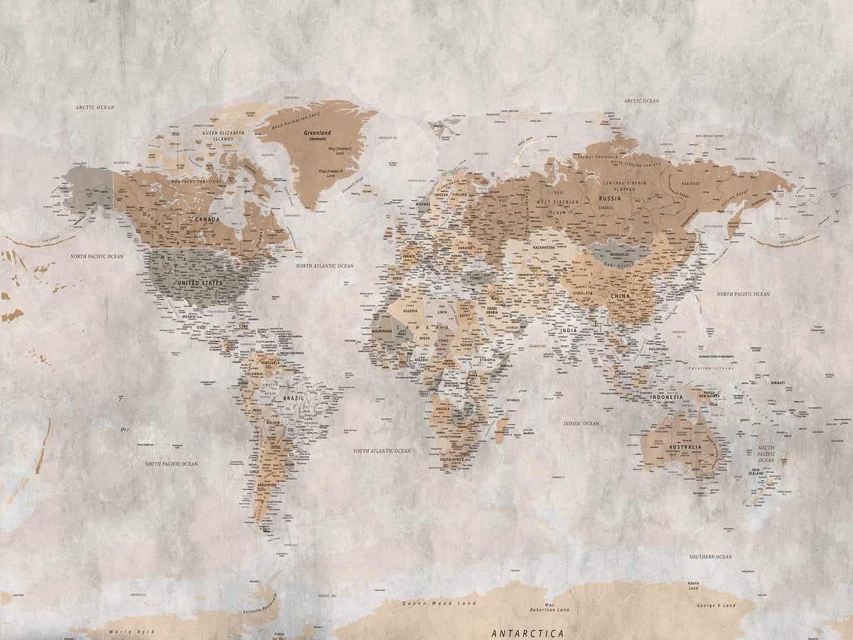 Oversize Vintage World Map Canvas with Push Pins, Custom Travel Wall Art