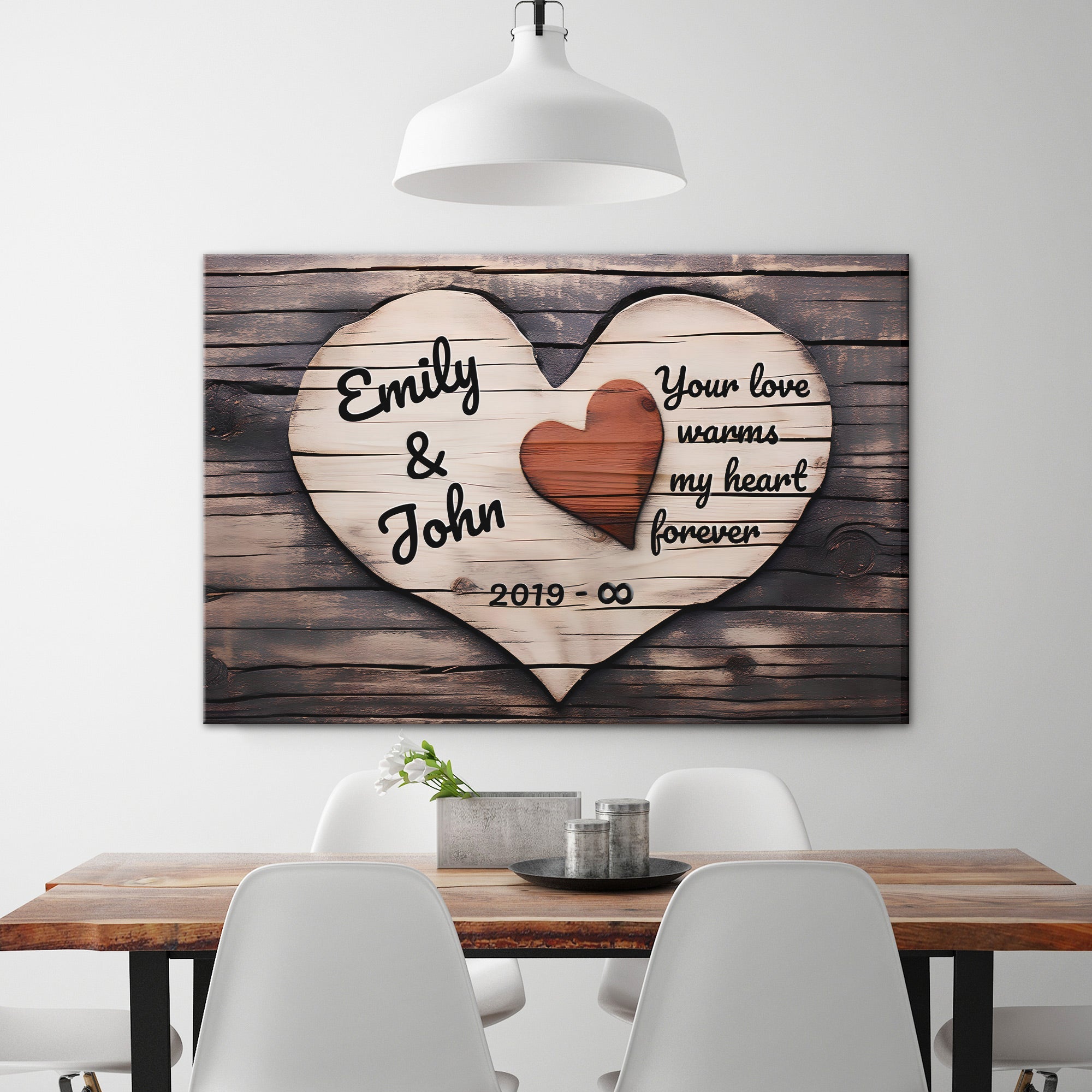 Personalized "Your love warms my heart forever" Premium Canvas