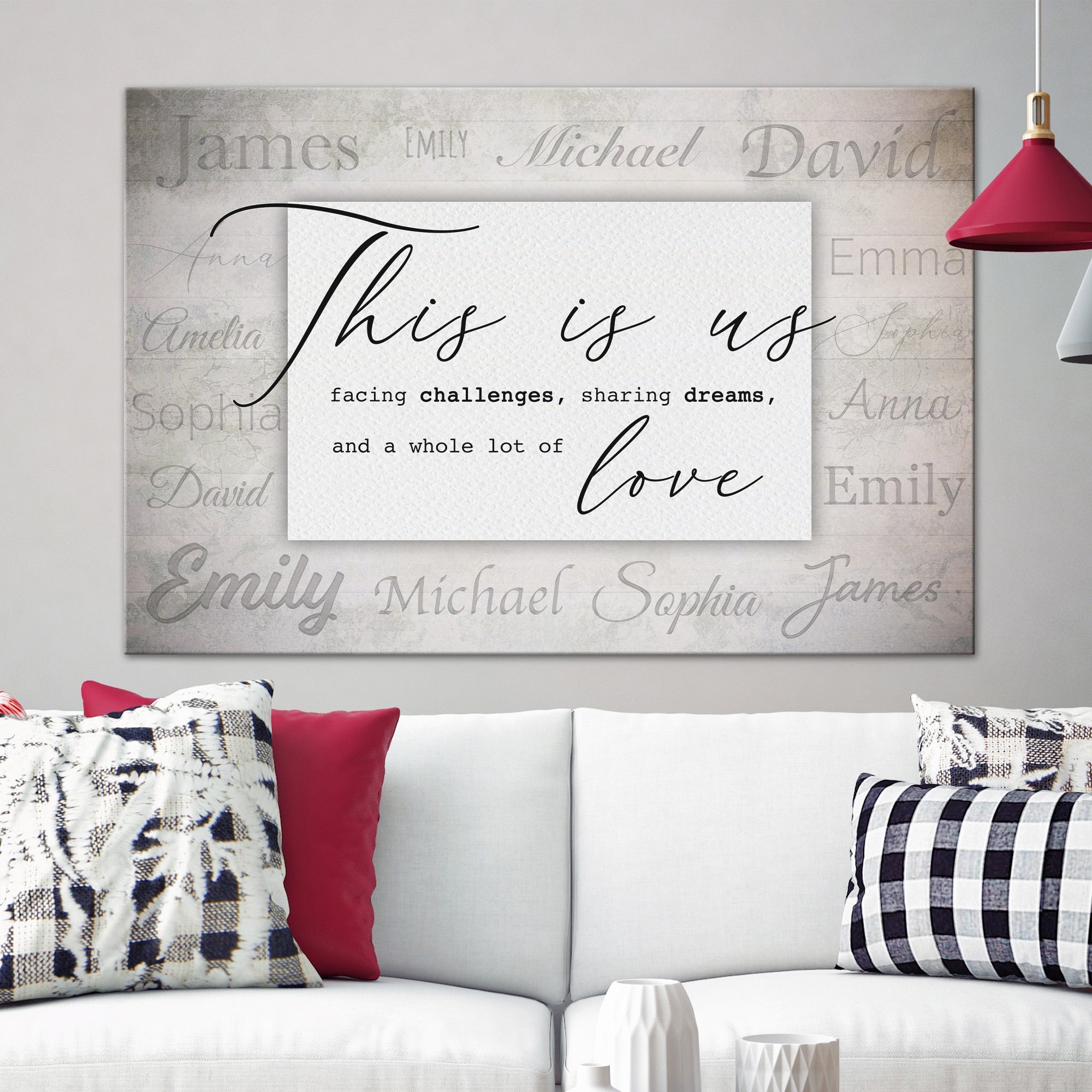 Personalized "This is us" Family Names Background Canvas Print