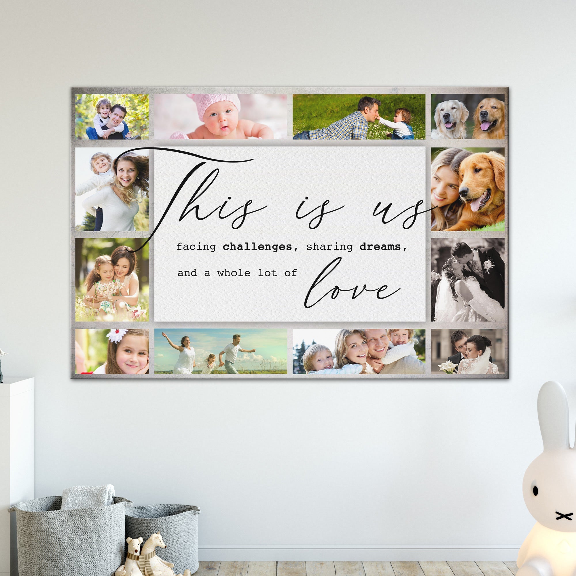 Personalized "This is us" Family Photos Background Canvas Print